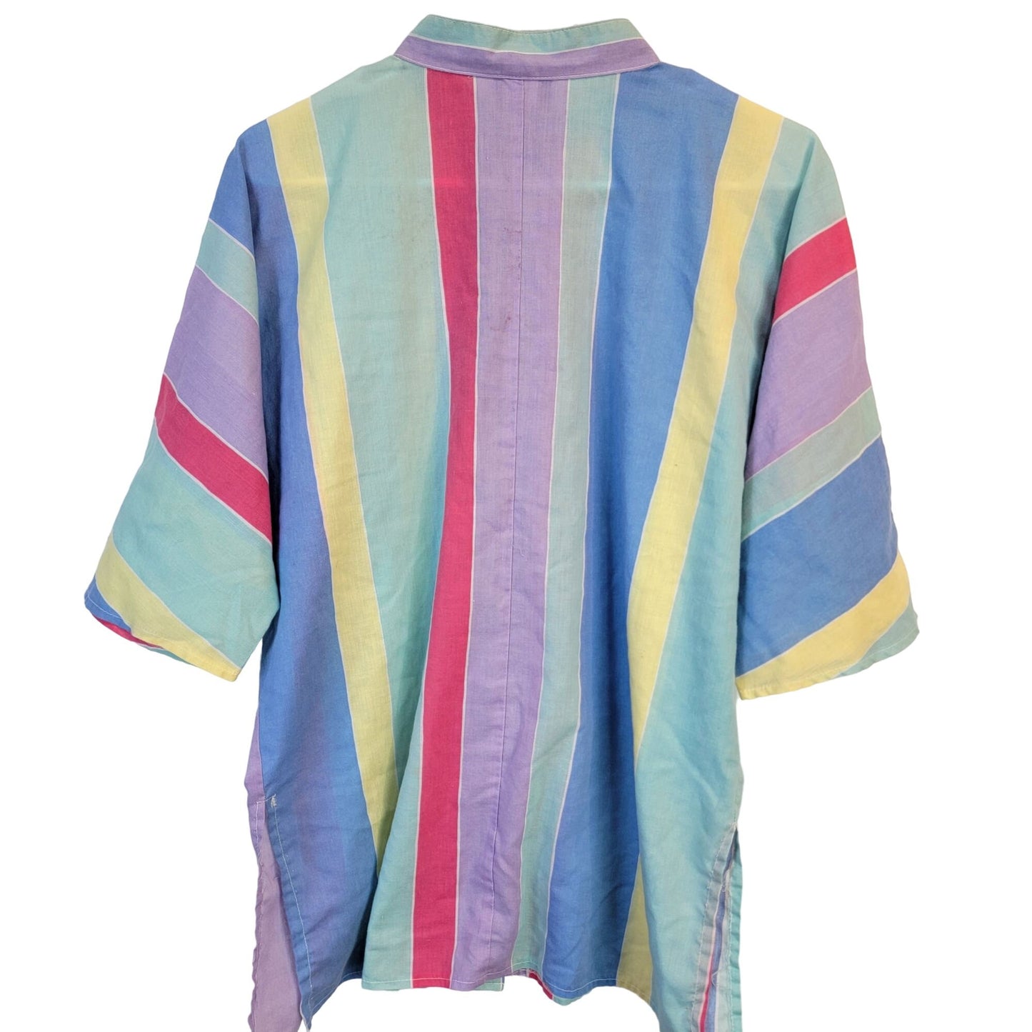 Vintage 70s Tunic Shirt Women 10 Large Pastel Stripe