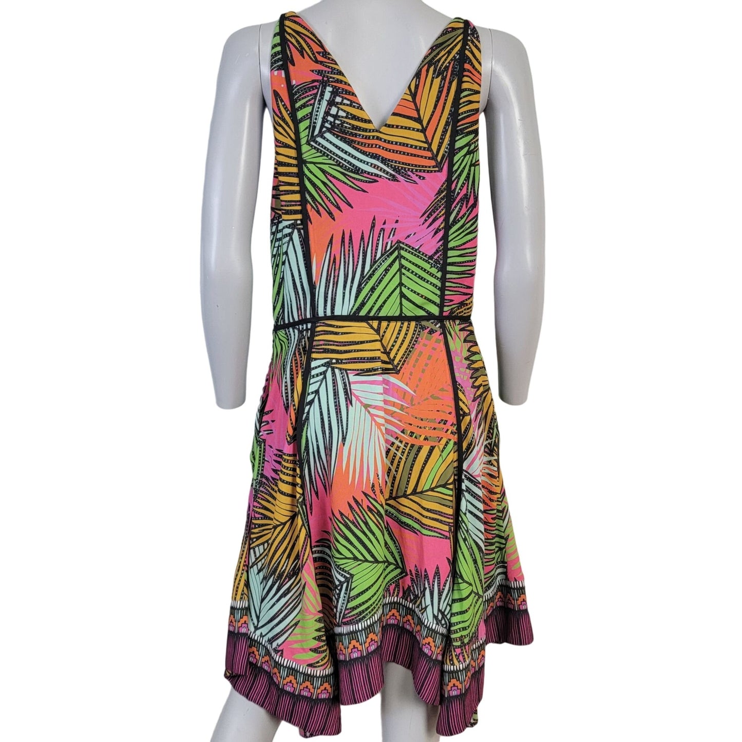 Greylin Colorful Tropical Midi Dress Women Medium New Black Pink