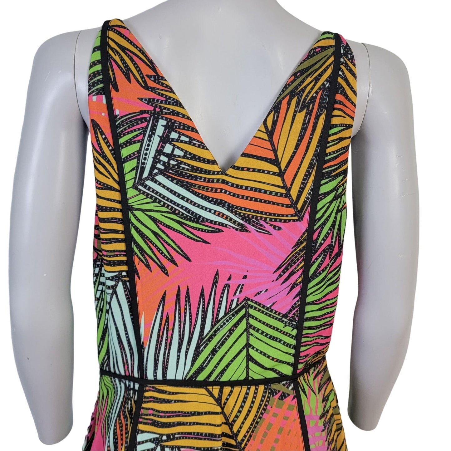 Greylin Colorful Tropical Midi Dress Women Medium New Black Pink