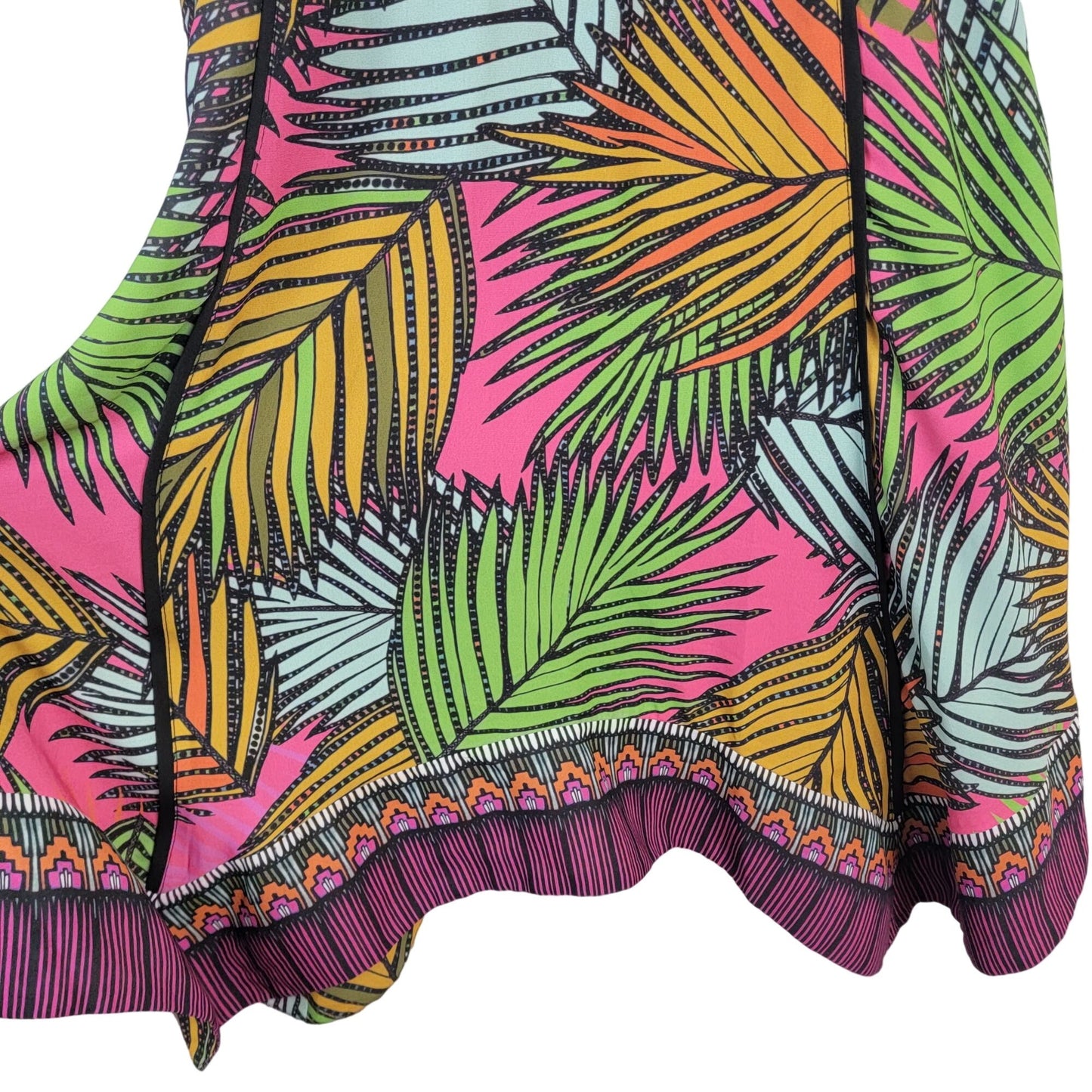 Greylin Colorful Tropical Midi Dress Women Medium New Black Pink