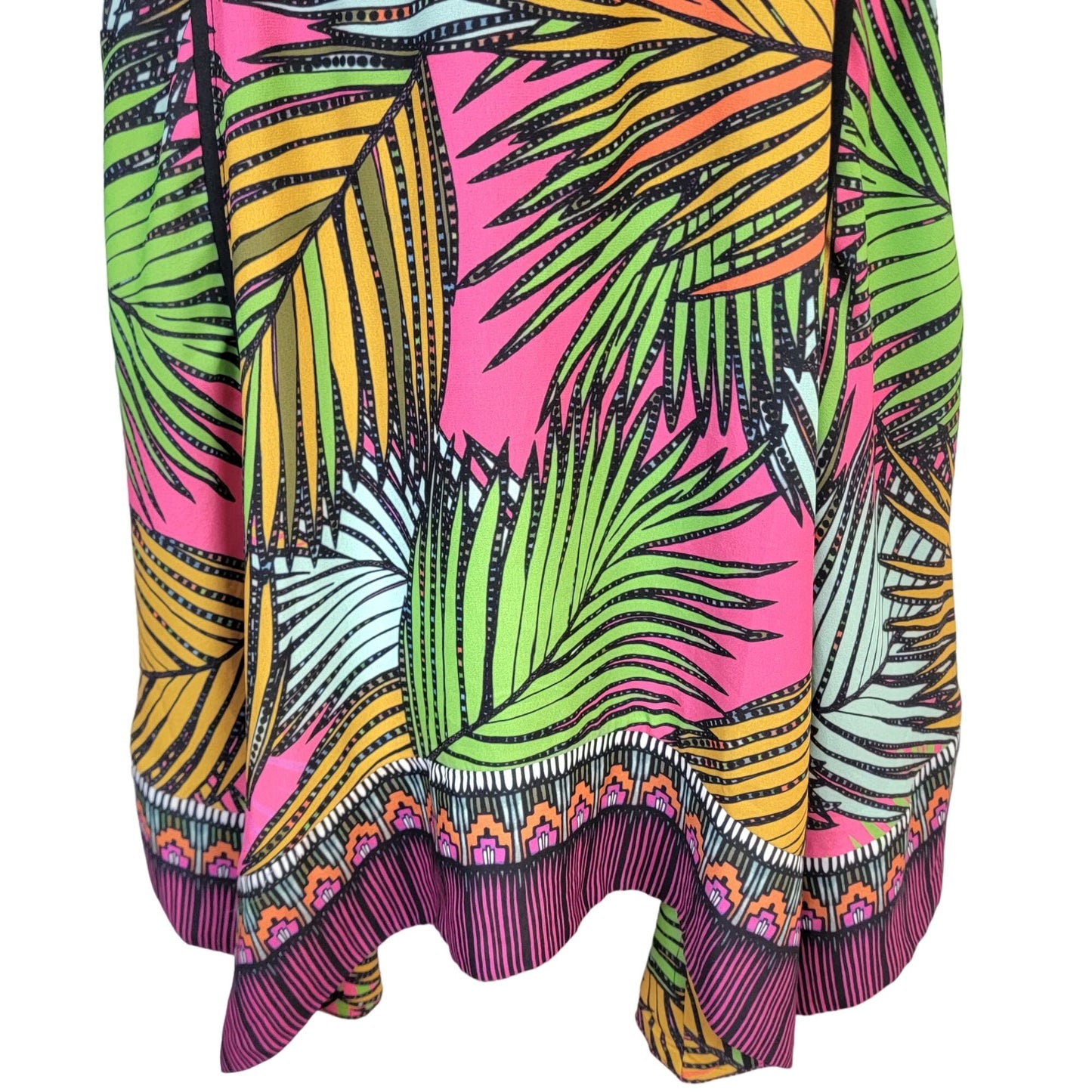 Greylin Colorful Tropical Midi Dress Women Medium New Black Pink