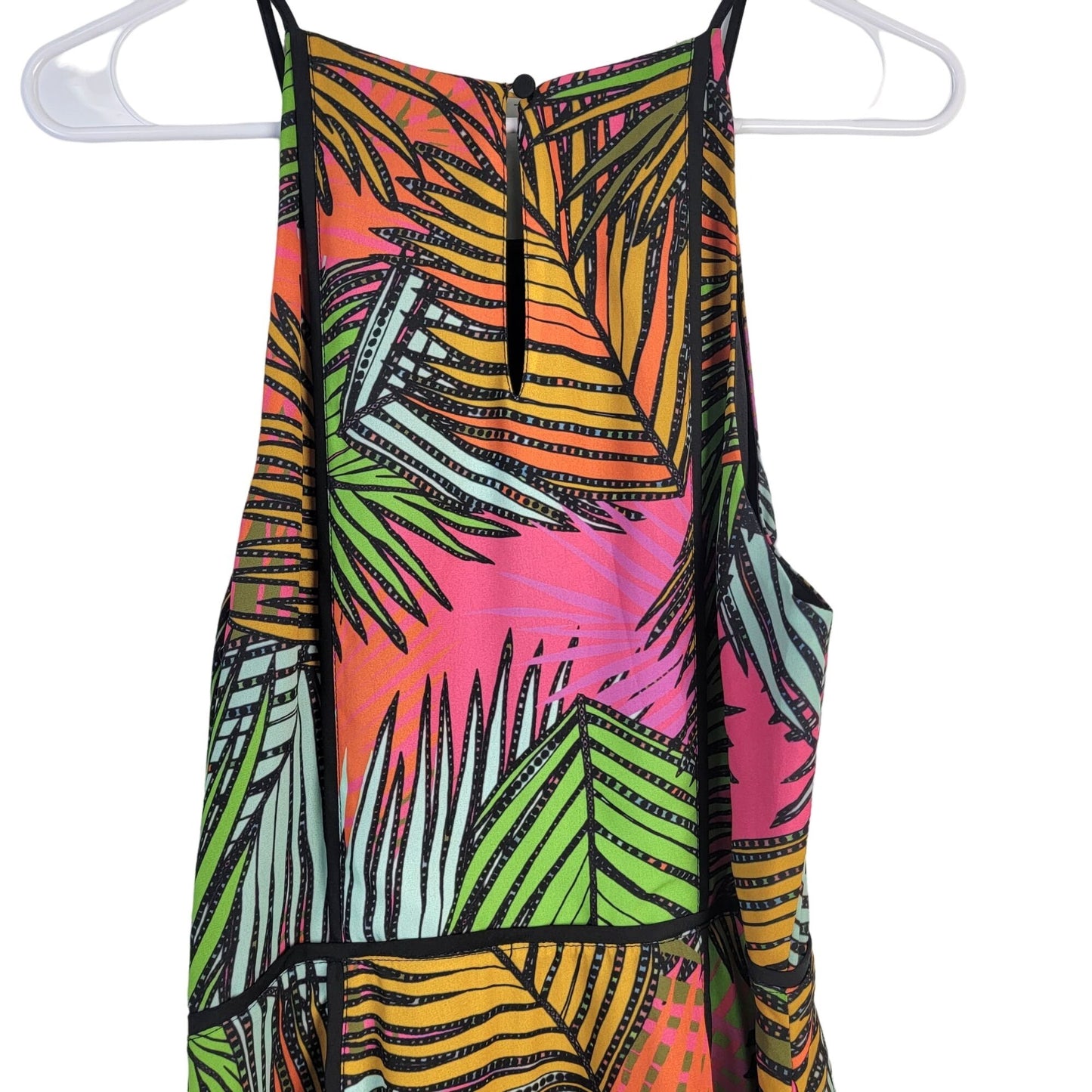 Greylin Colorful Tropical Midi Dress Women Medium New Black Pink