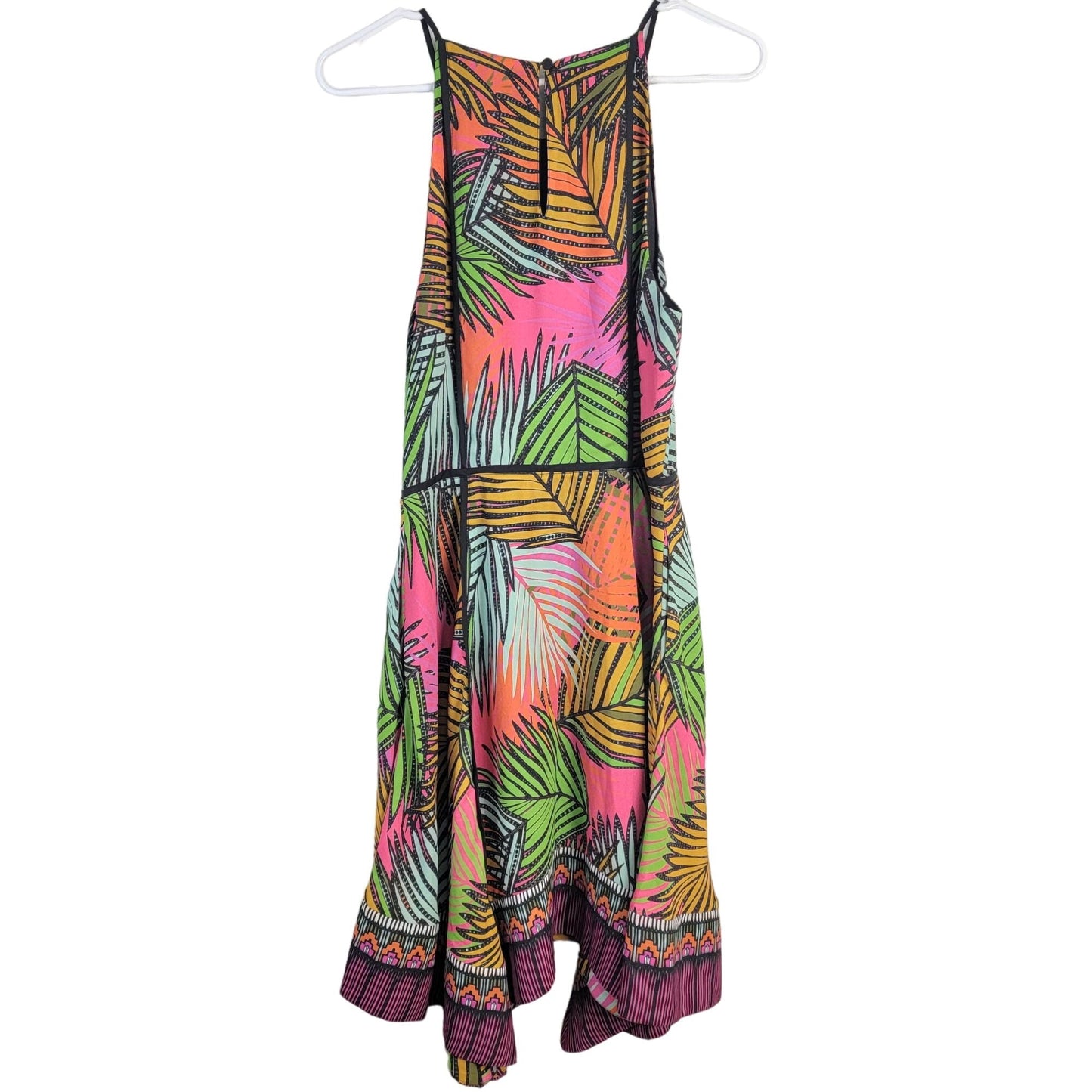 Greylin Colorful Tropical Midi Dress Women Medium New Black Pink