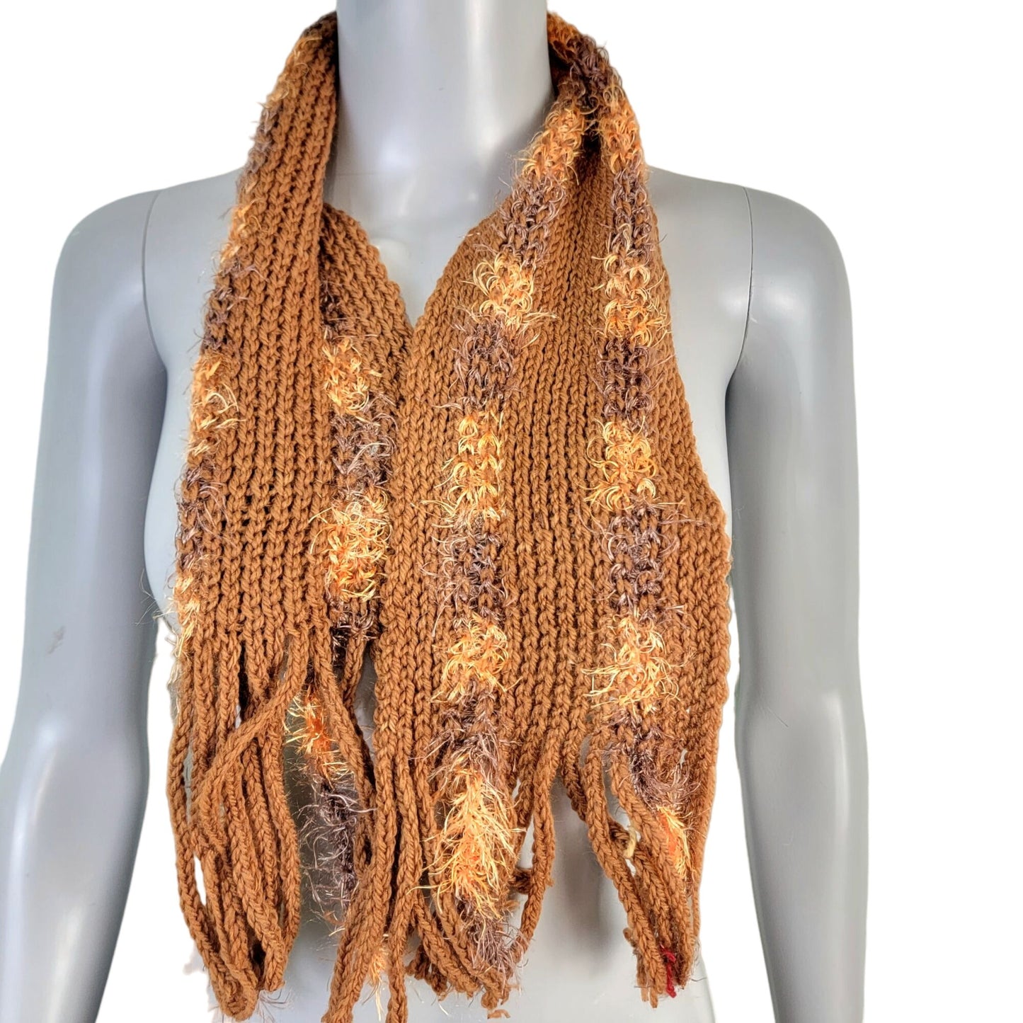 Retro Crochet Scarf Beanie Cap Set Women One Size Winter Accessories