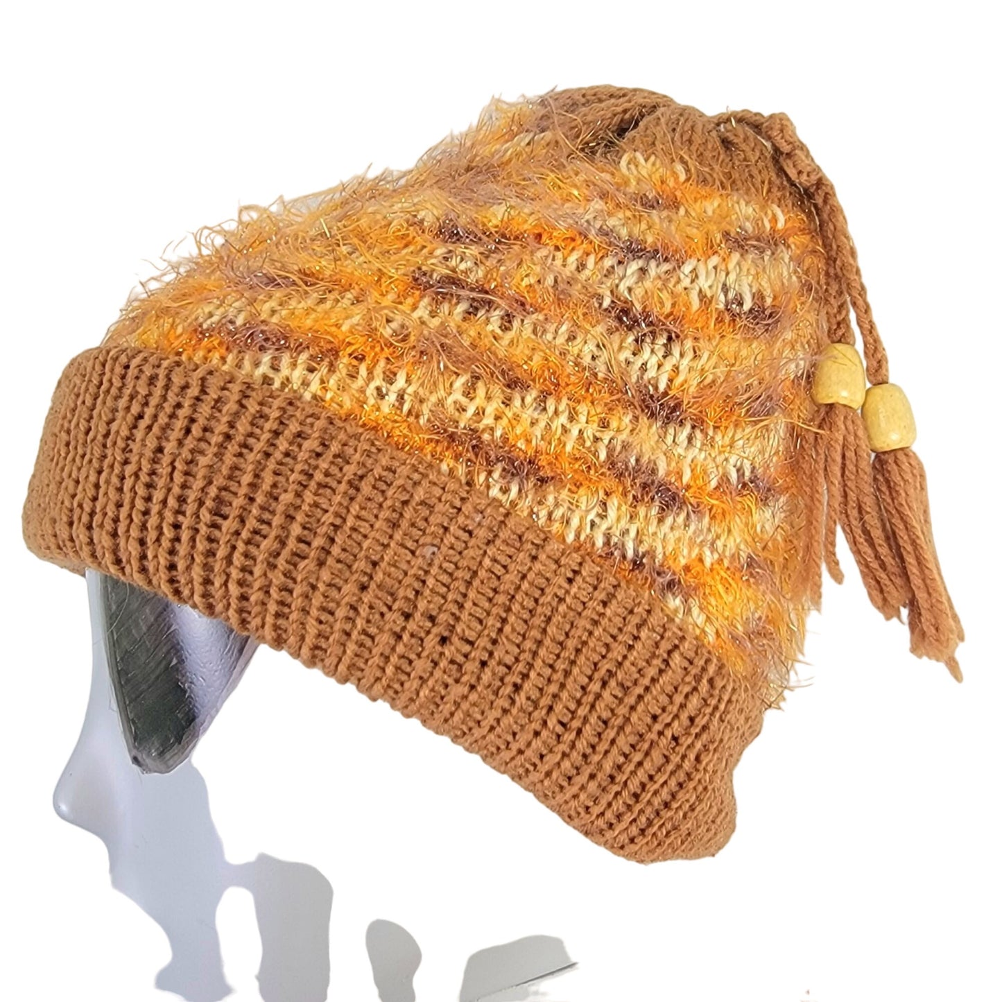 Retro Crochet Scarf Beanie Cap Set Women One Size Winter Accessories