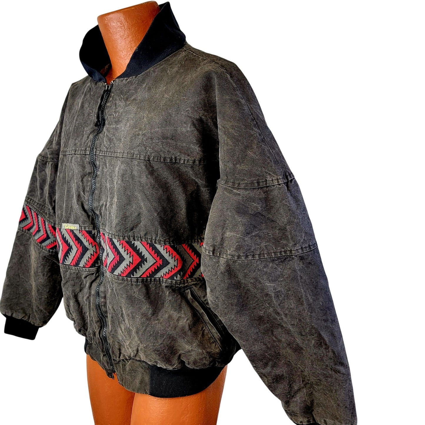 Rode Walker Vintage 90s Blanket Lined Western Jacket Men XL Red Black Outdoors Aztec