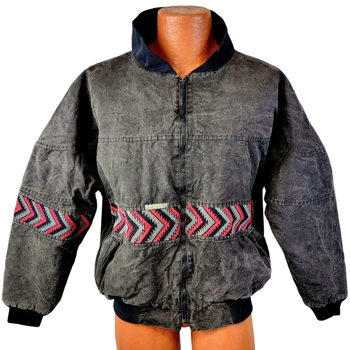 Rode Walker Vintage 90s Blanket Lined Western Jacket Men XL Red Black Outdoors Aztec