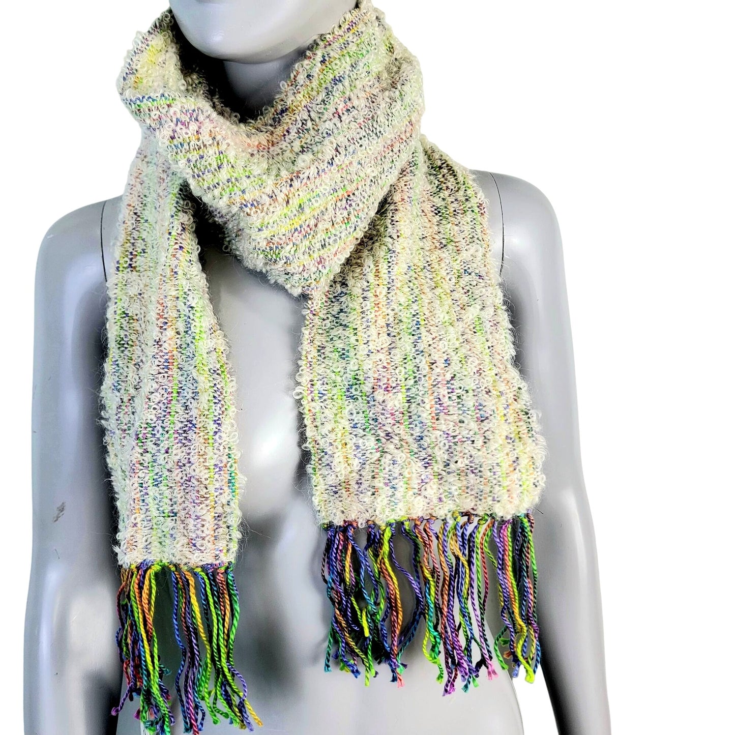 Mohair Boucle Silk Scarf Women Winter Accessories Colorful