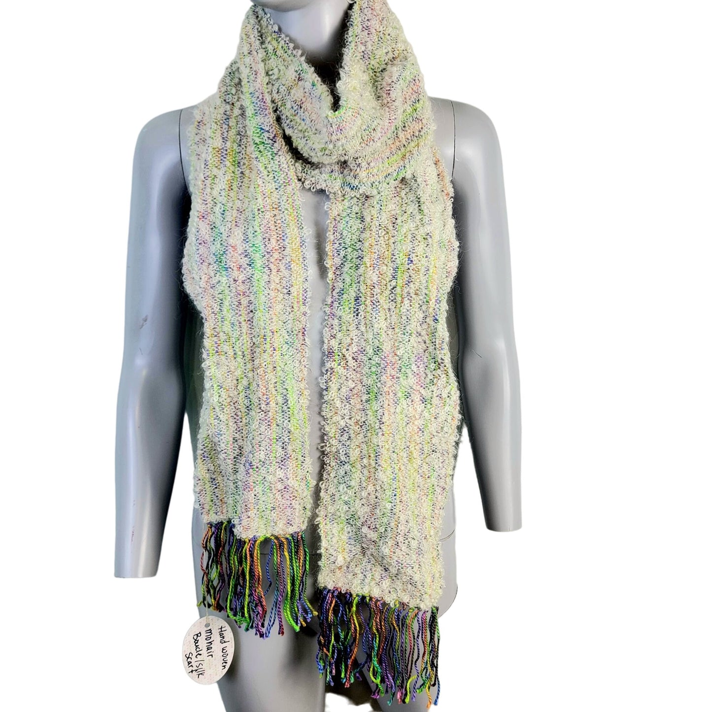 Mohair Boucle Silk Scarf Women Winter Accessories Colorful