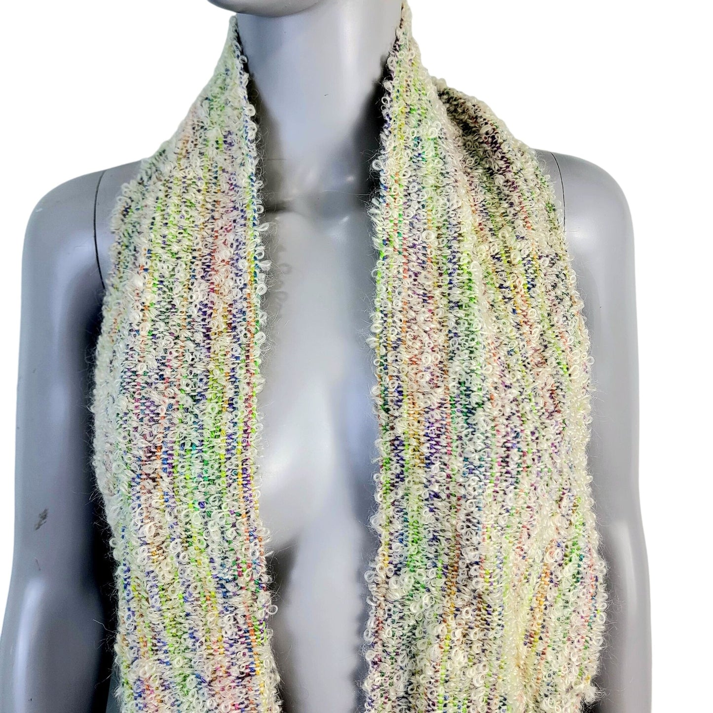 Mohair Boucle Silk Scarf Women Winter Accessories Colorful