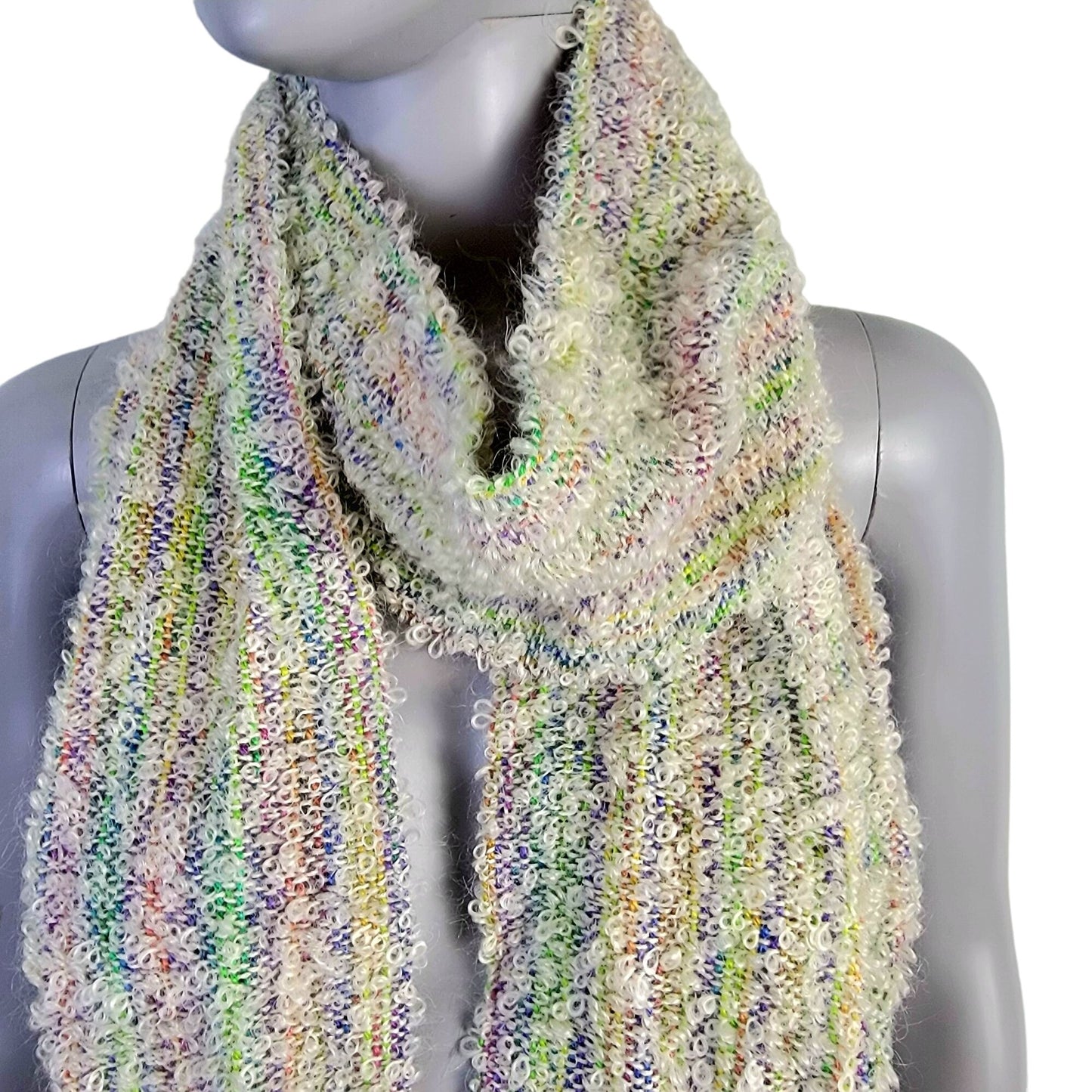 Mohair Boucle Silk Scarf Women Winter Accessories Colorful