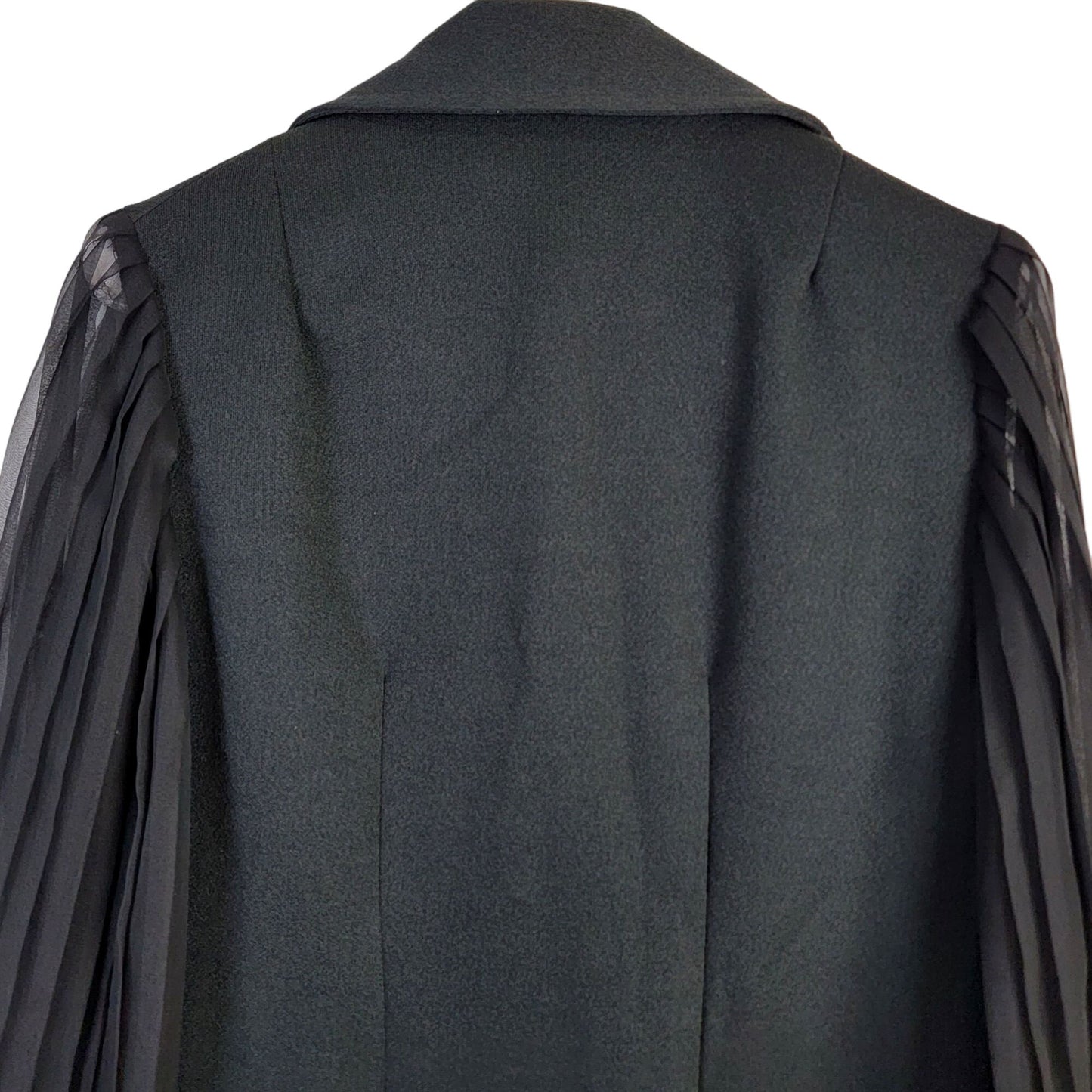 Vintage 70s Button Blouse Women 12 Black Sheer Long Sleeve Shirt