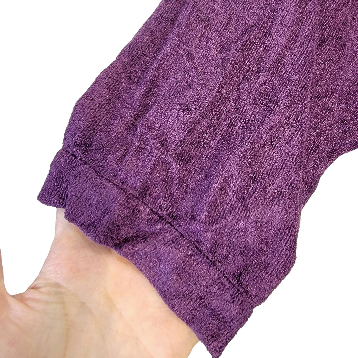 Vintage 70s Terrycloth Shirt Women Medium Purple Terry