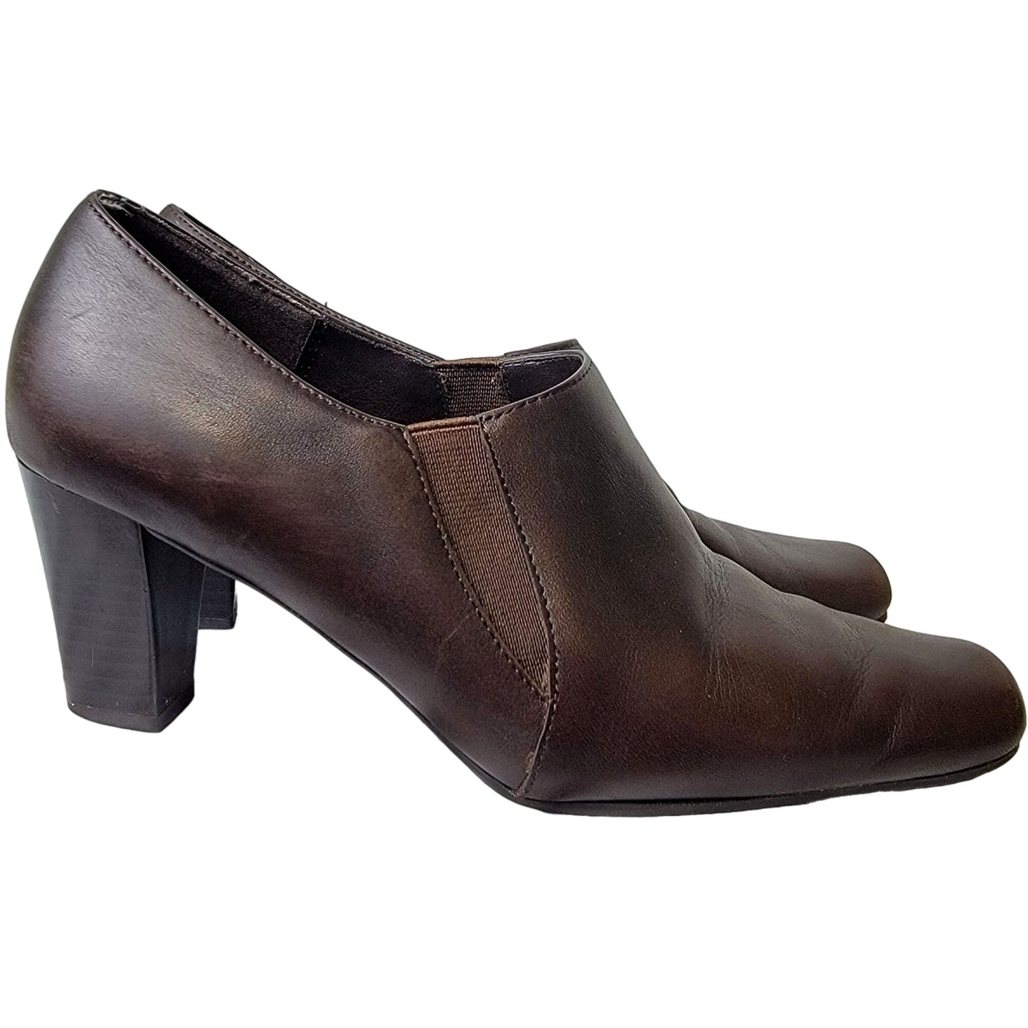 Aerosoles Leather Block Heels Women 8.5 Brown Shoes