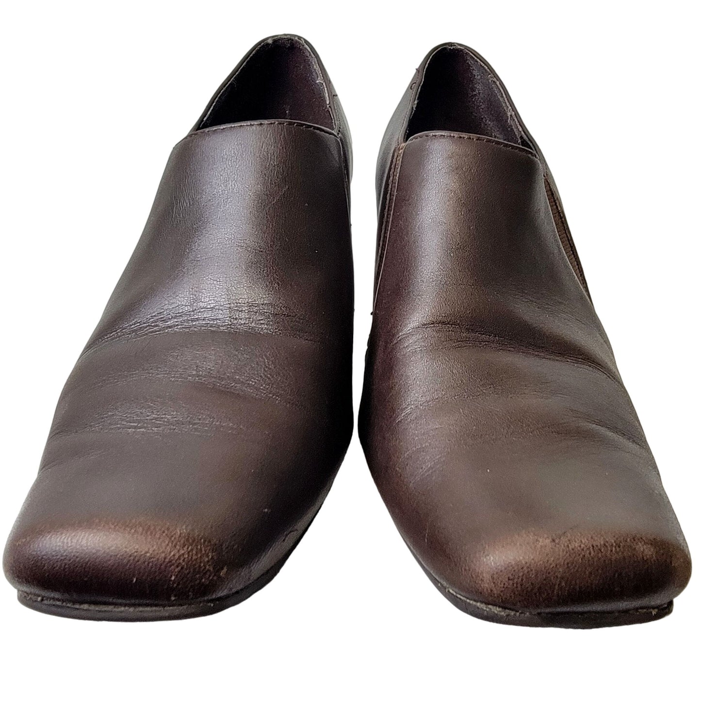 Aerosoles Leather Block Heels Women 8.5 Brown Shoes