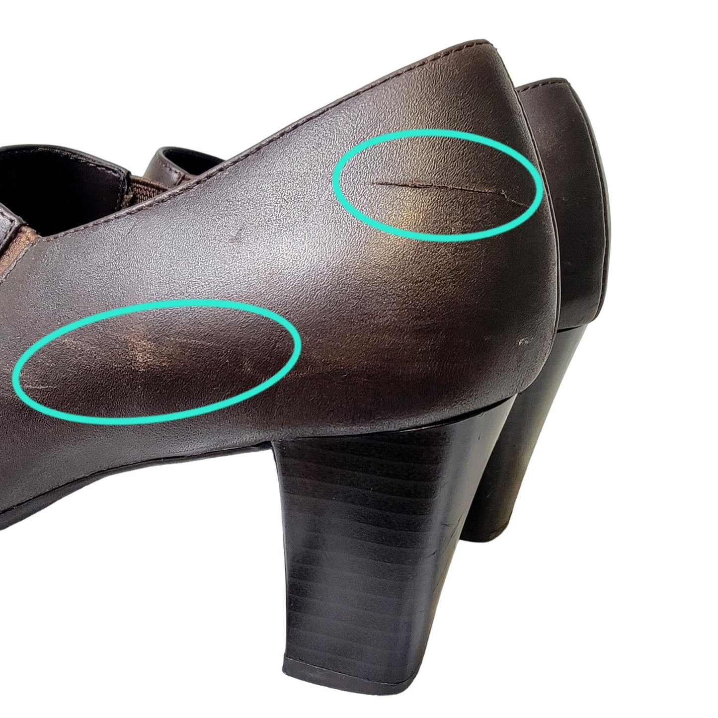 Aerosoles Leather Block Heels Women 8.5 Brown Shoes