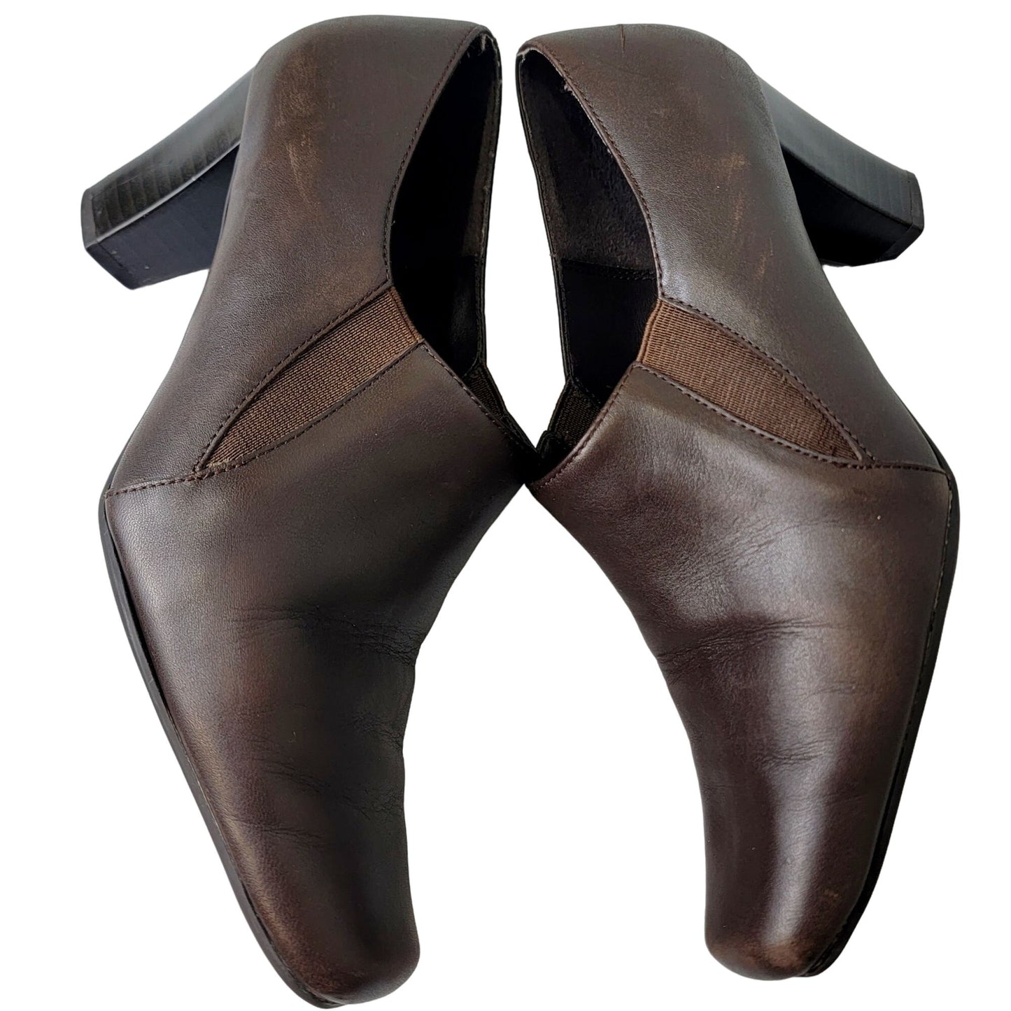 Aerosoles Leather Block Heels Women 8.5 Brown Shoes