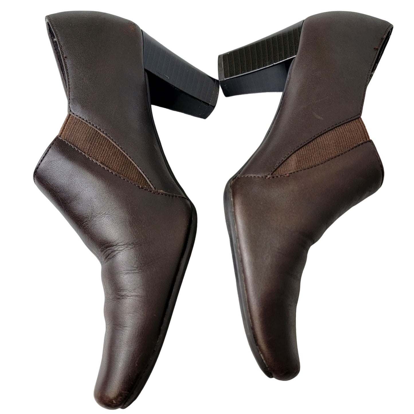 Aerosoles Leather Block Heels Women 8.5 Brown Shoes