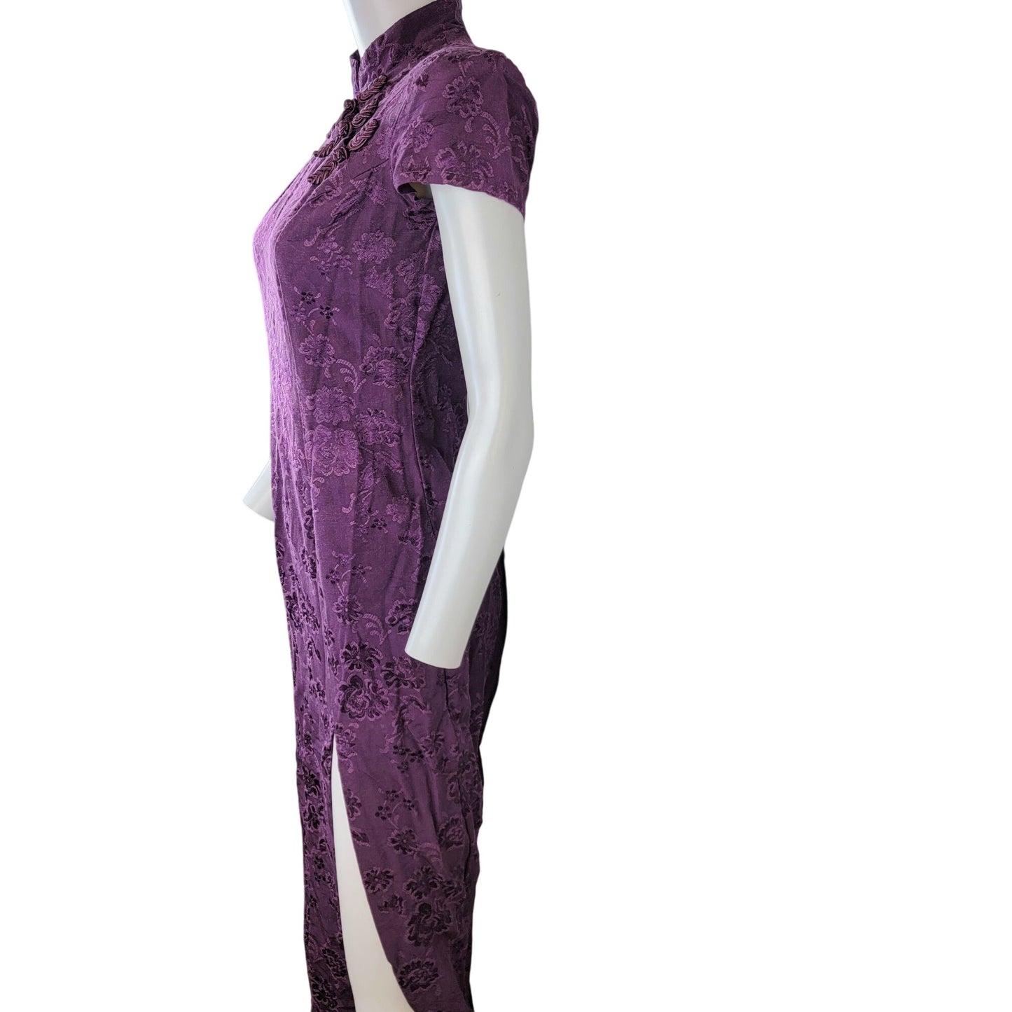 Rampage Vintage 90s Y2k Asian Midi Dress Women 5 Small Purple Floral Formal Fall