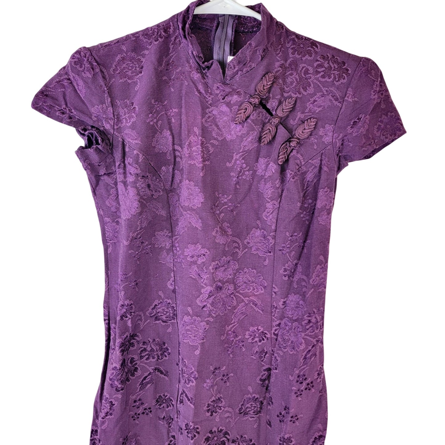 Rampage Vintage 90s Y2k Asian Midi Dress Women 5 Small Purple Floral Formal Fall