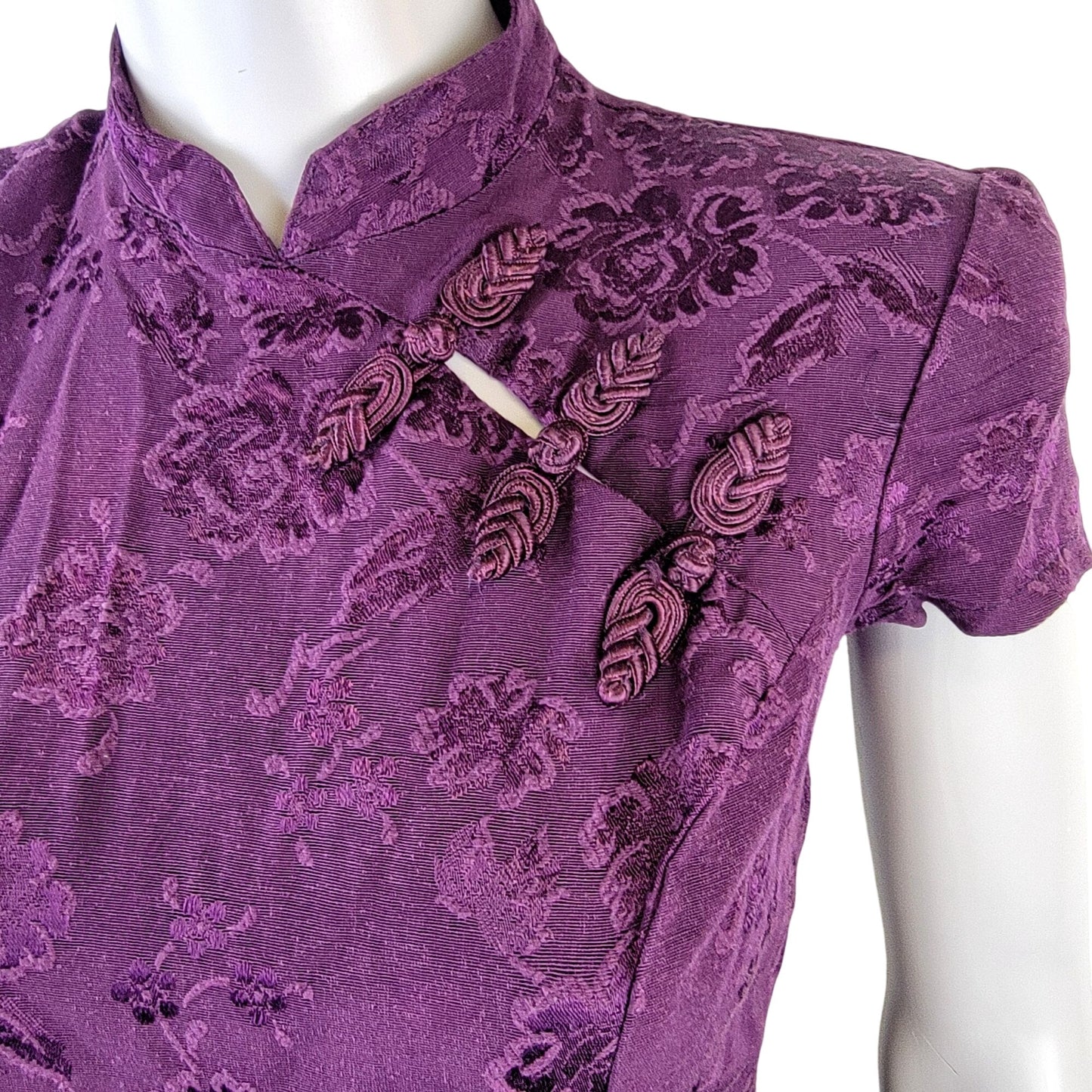 Rampage Vintage 90s Y2k Asian Midi Dress Women 5 Small Purple Floral Formal Fall