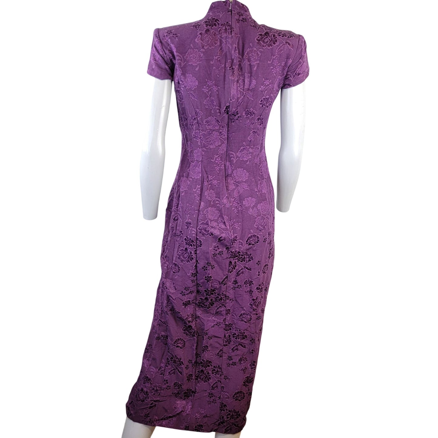 Rampage Vintage 90s Y2k Asian Midi Dress Women 5 Small Purple Floral Formal Fall