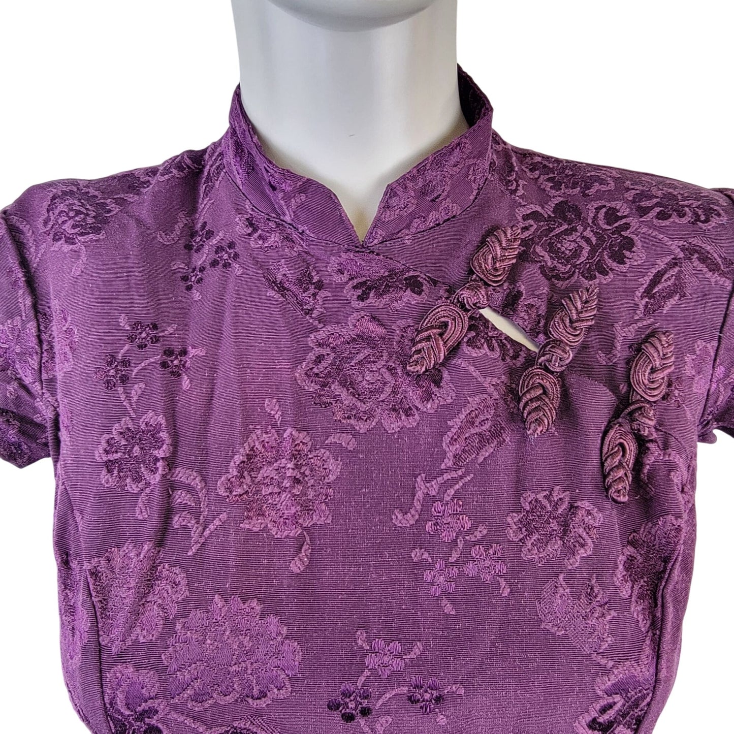Rampage Vintage 90s Y2k Asian Midi Dress Women 5 Small Purple Floral Formal Fall