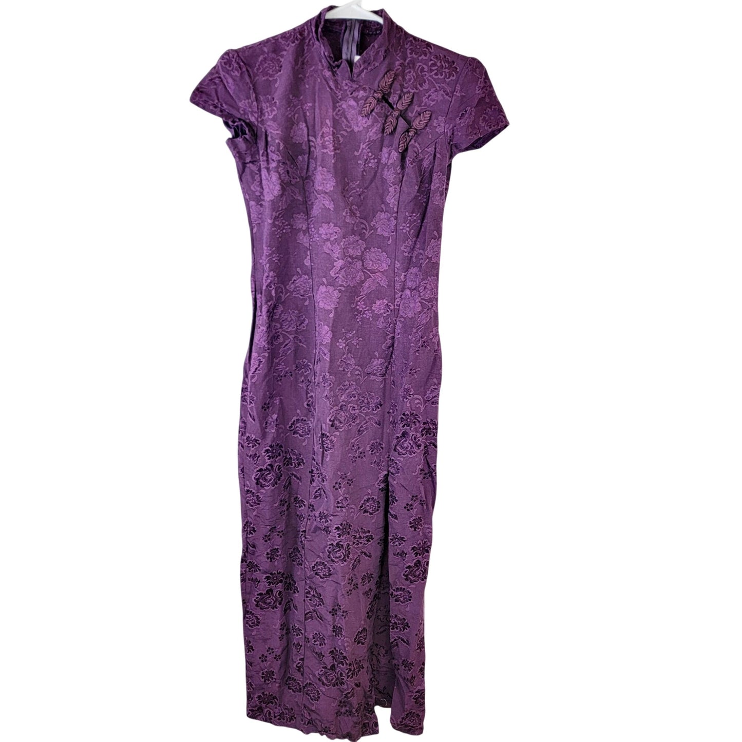 Rampage Vintage 90s Y2k Asian Midi Dress Women 5 Small Purple Floral Formal Fall