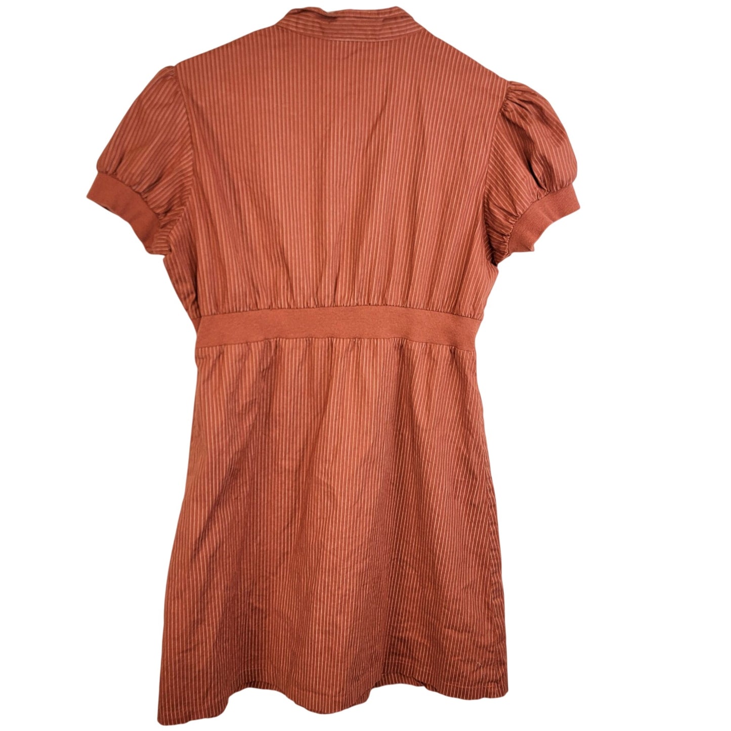 Vintage 90s Mini Dress Women Large Burnt Orange Stripe Short Sleeve