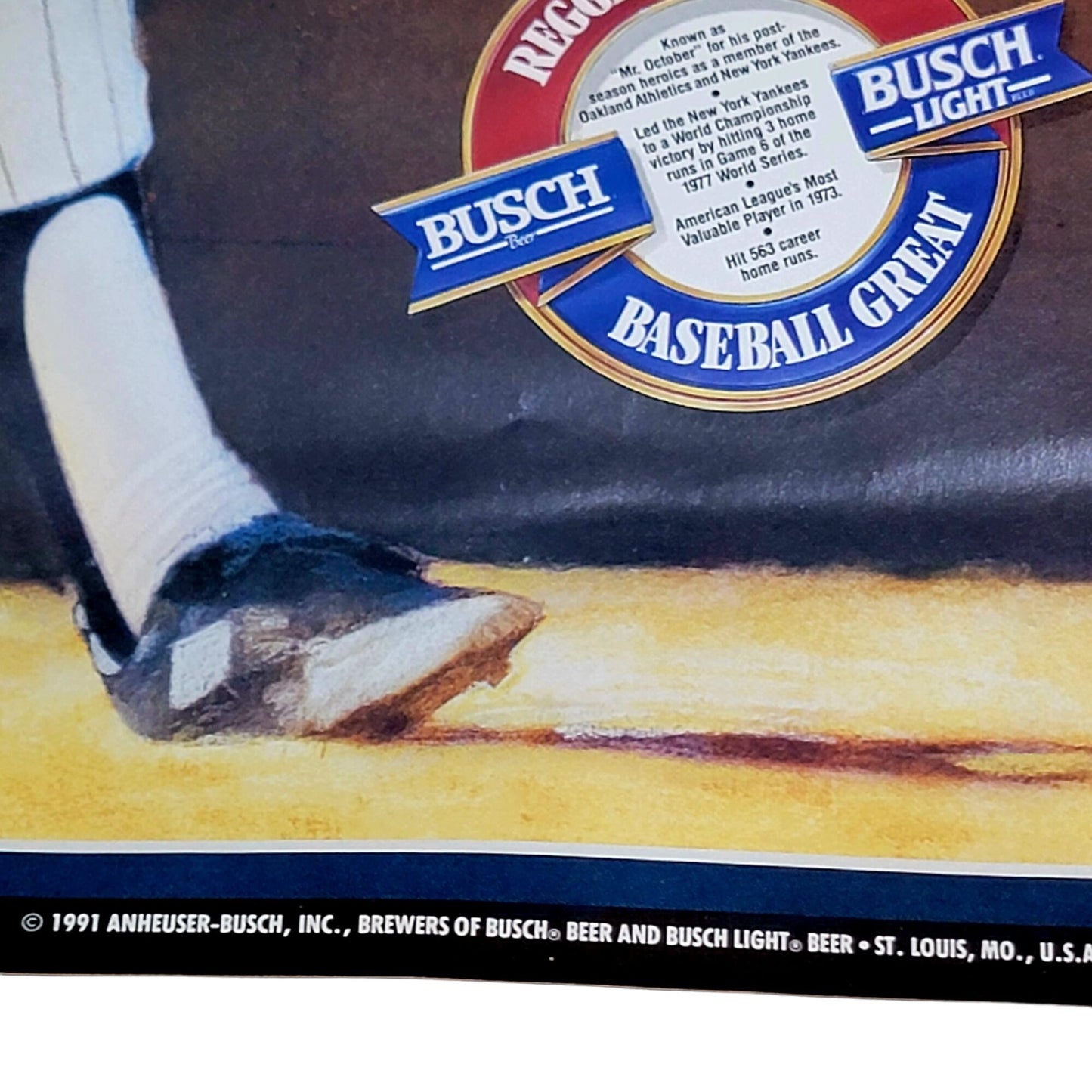 1991 Reggie Jackson Wall Poster Vintage 90s Anheuser Busch Baseball