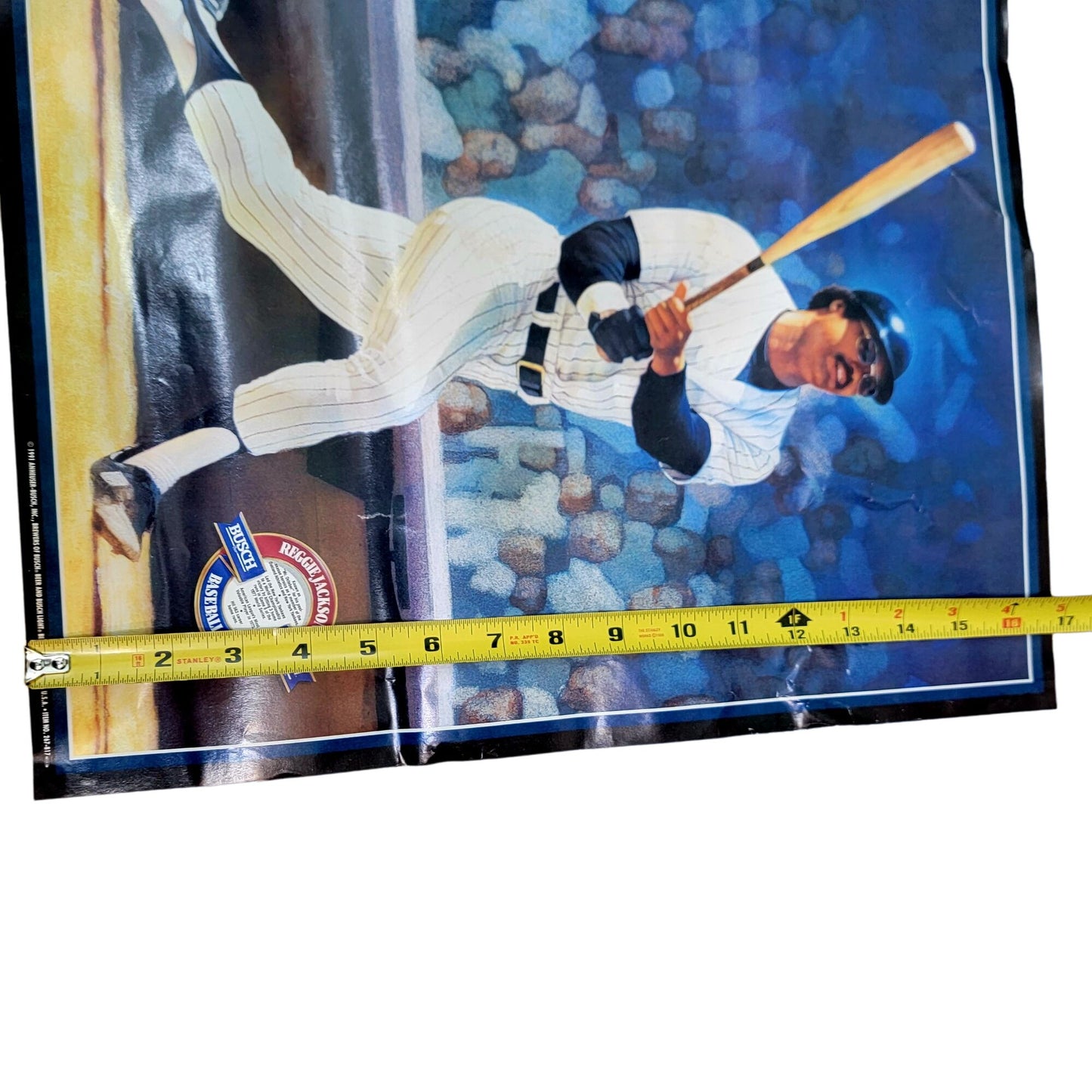 1991 Reggie Jackson Wall Poster Vintage 90s Anheuser Busch Baseball