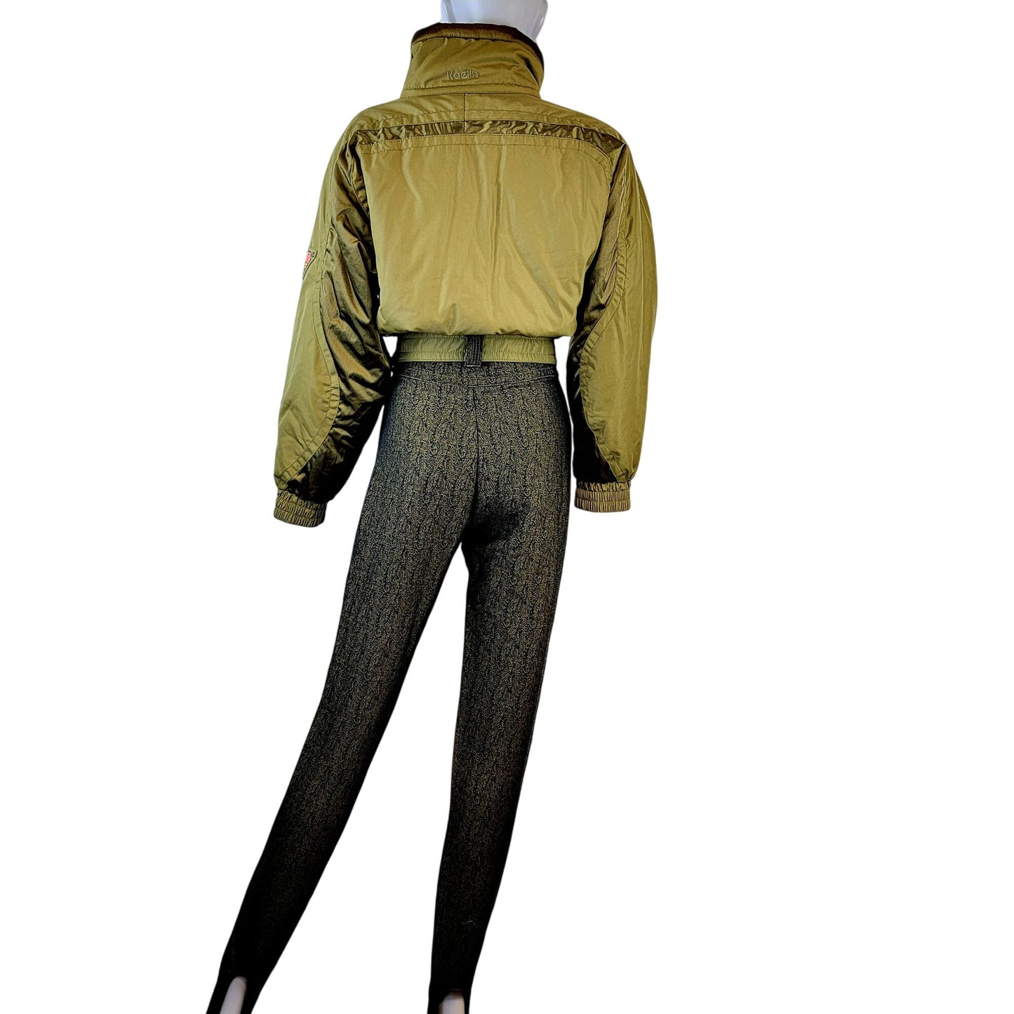 Kaelin Vintage 90s Ski Snow Suit Women Size 6 Small Olive Green Brown One Piece