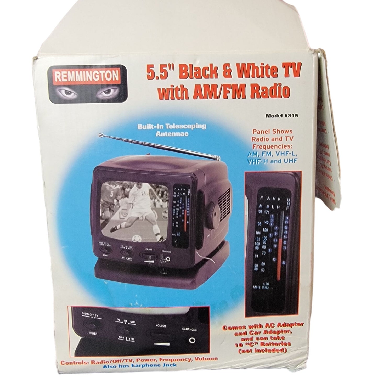 Remmington Vintage 2002 Portable Television 5.5 inch Black TV Radio Electronic