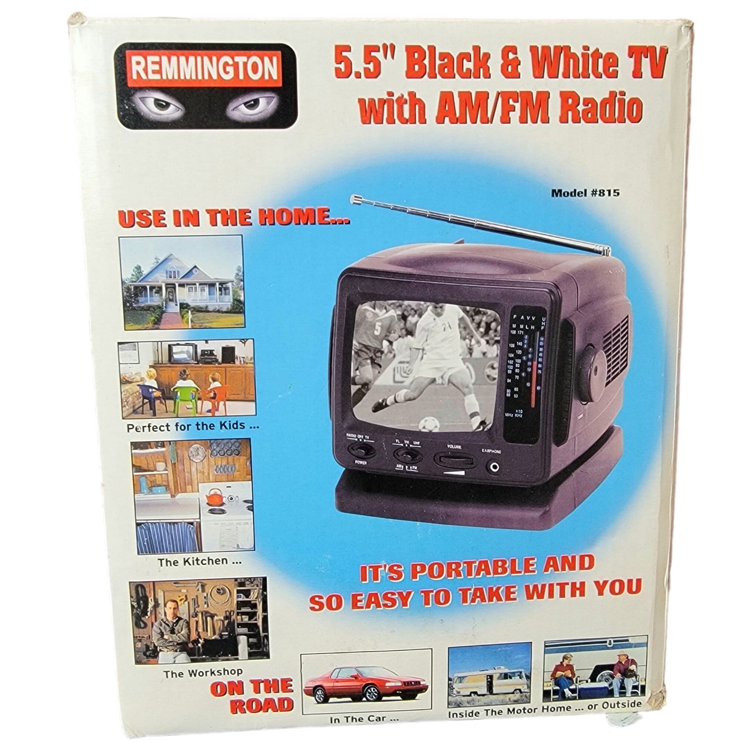 Remmington Vintage 2002 Portable Television 5.5 inch Black TV Radio Electronic