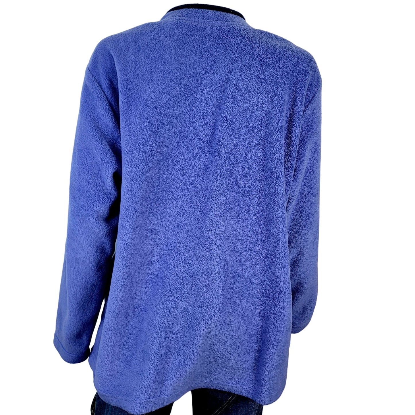 Vintage Fleece Snowman Sweatshirt Women XL Blue Red Sweater Winter Holiday