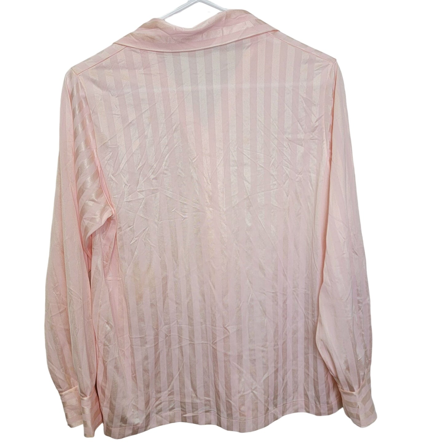 Sears Vintage 70s Nylon Blouse Women Medium Pink Gold