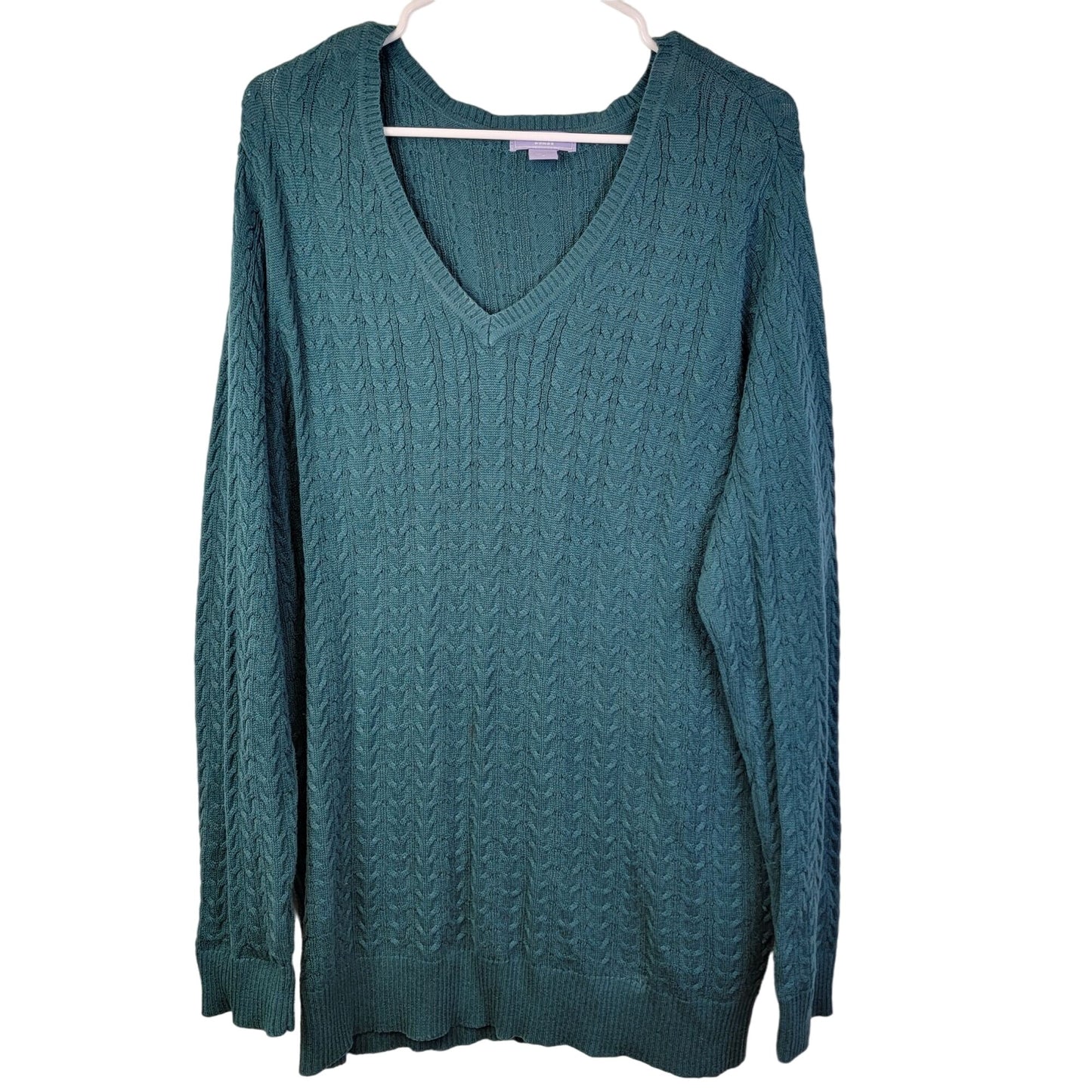 Green Vintage Y2K Cable Knit Sweater Women Plus 1X