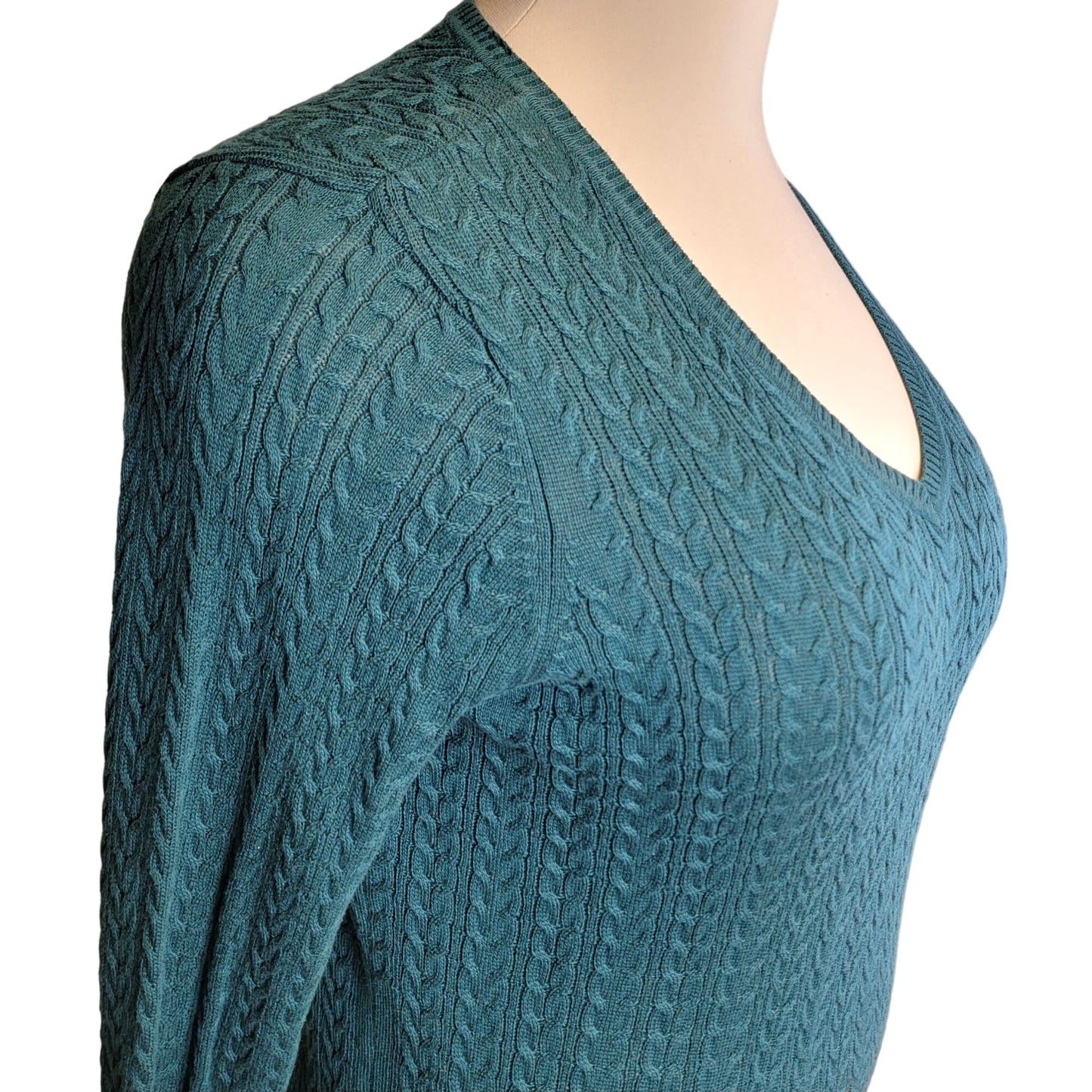 Green Vintage Y2K Cable Knit Sweater Women Plus 1X