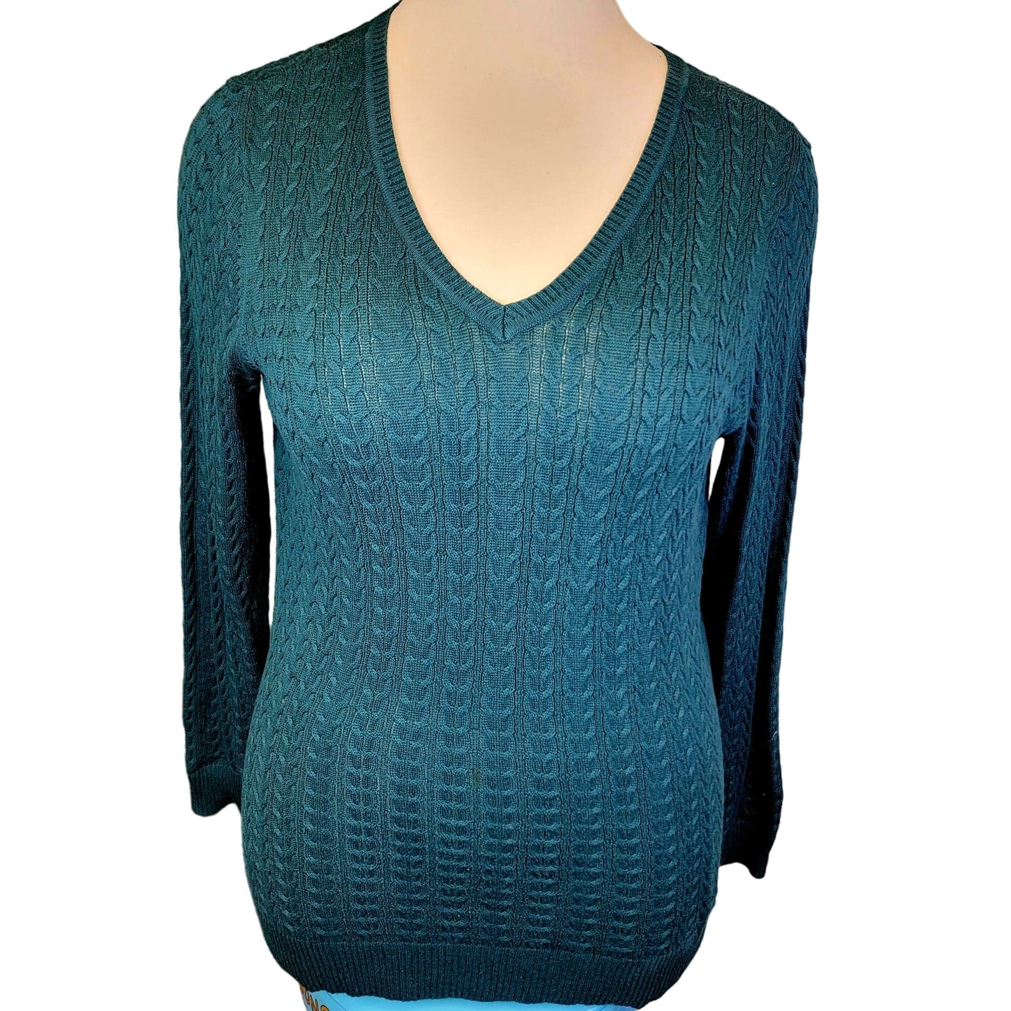 Green Vintage Y2K Cable Knit Sweater Women Plus 1X