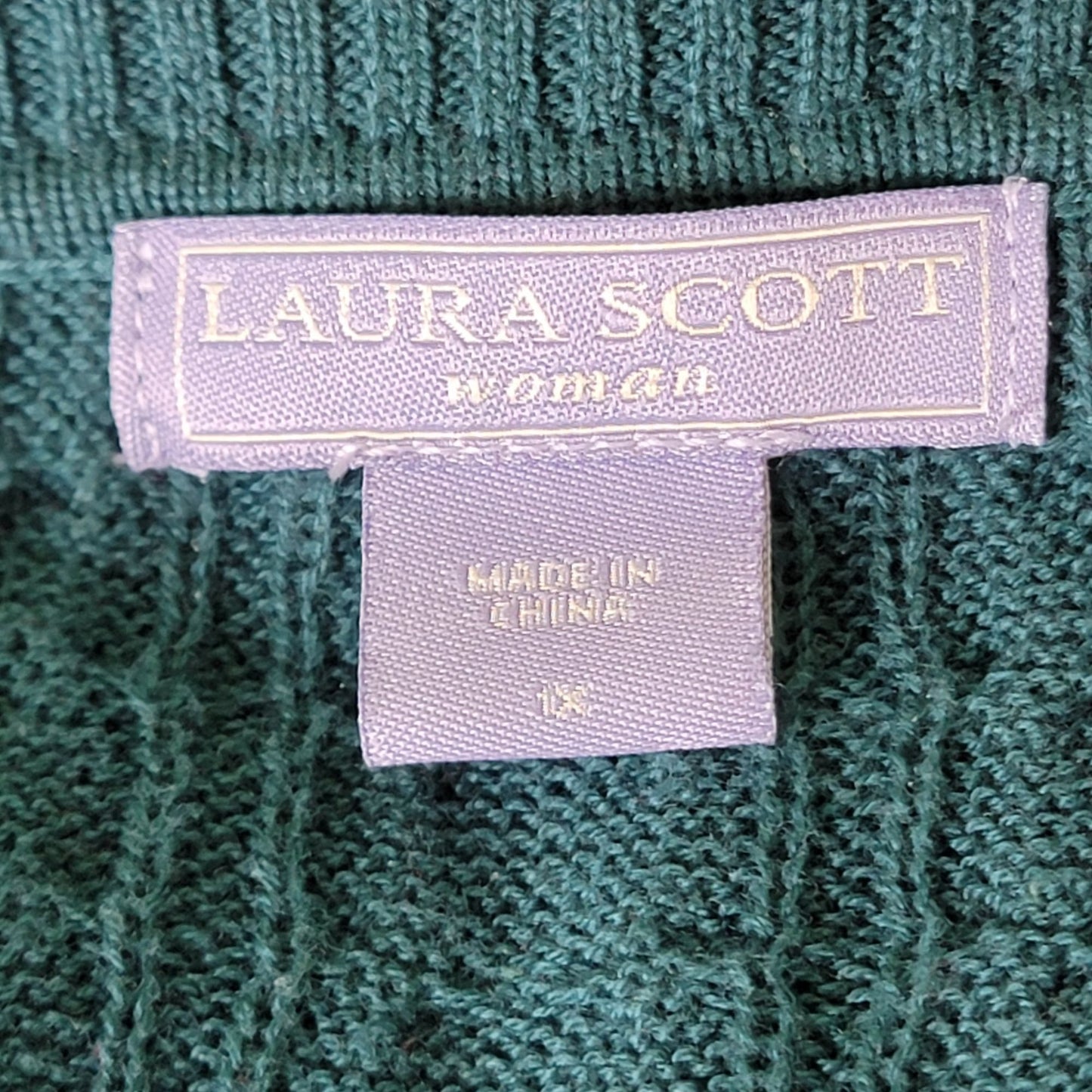 Green Vintage Y2K Cable Knit Sweater Women Plus 1X