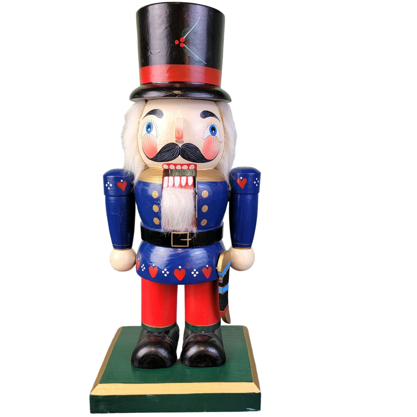 Vintage 90s 14 Inch Patriotic Nutcracker Wood Christmas Red Blue