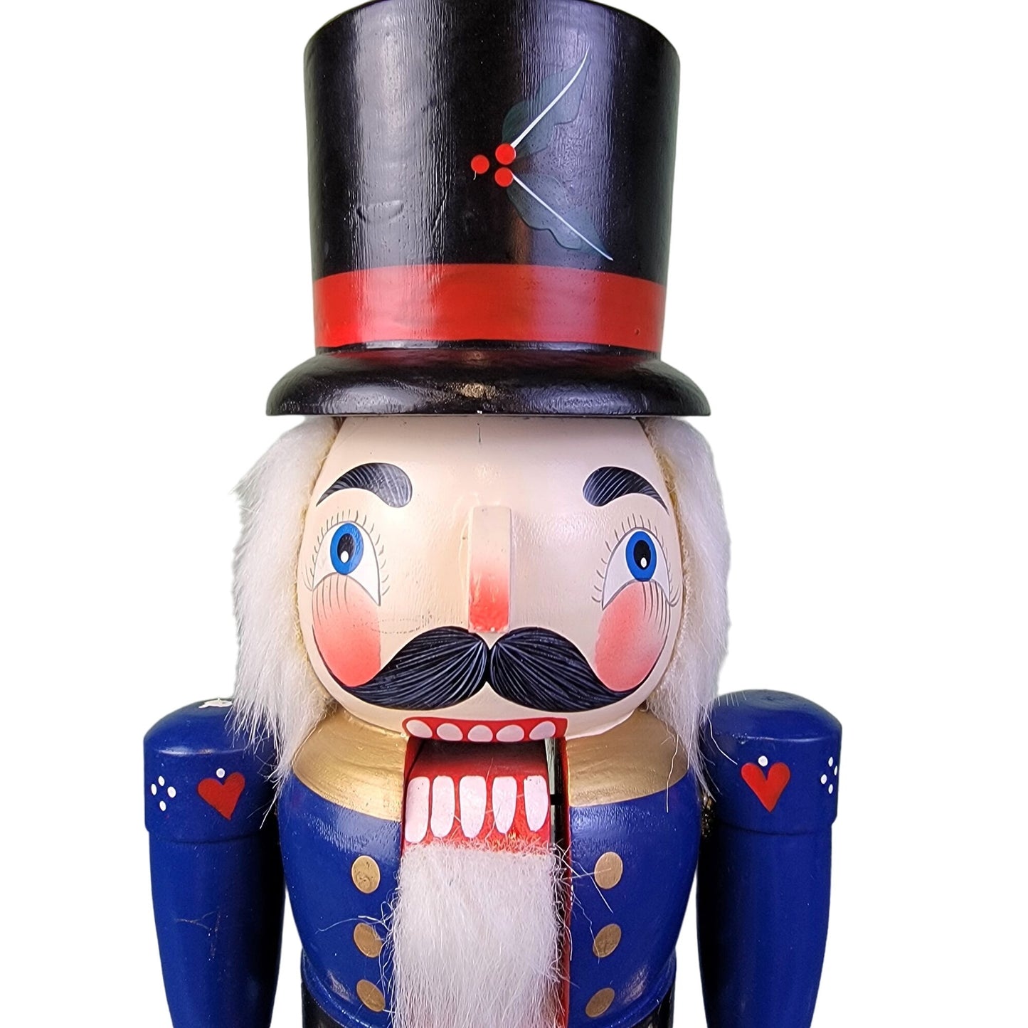Vintage 90s 14 Inch Patriotic Nutcracker Wood Christmas Red Blue