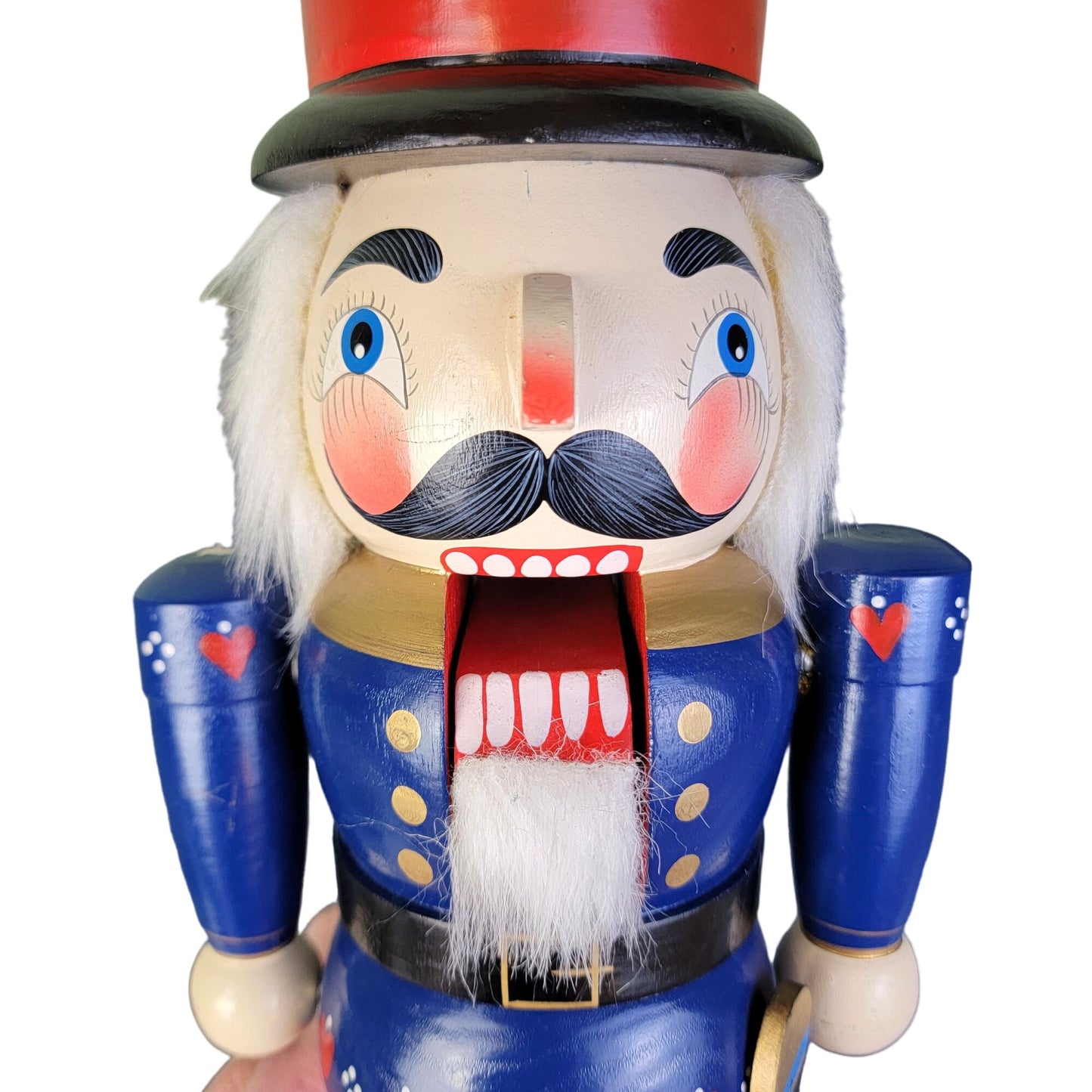 Vintage 90s 14 Inch Patriotic Nutcracker Wood Christmas Red Blue