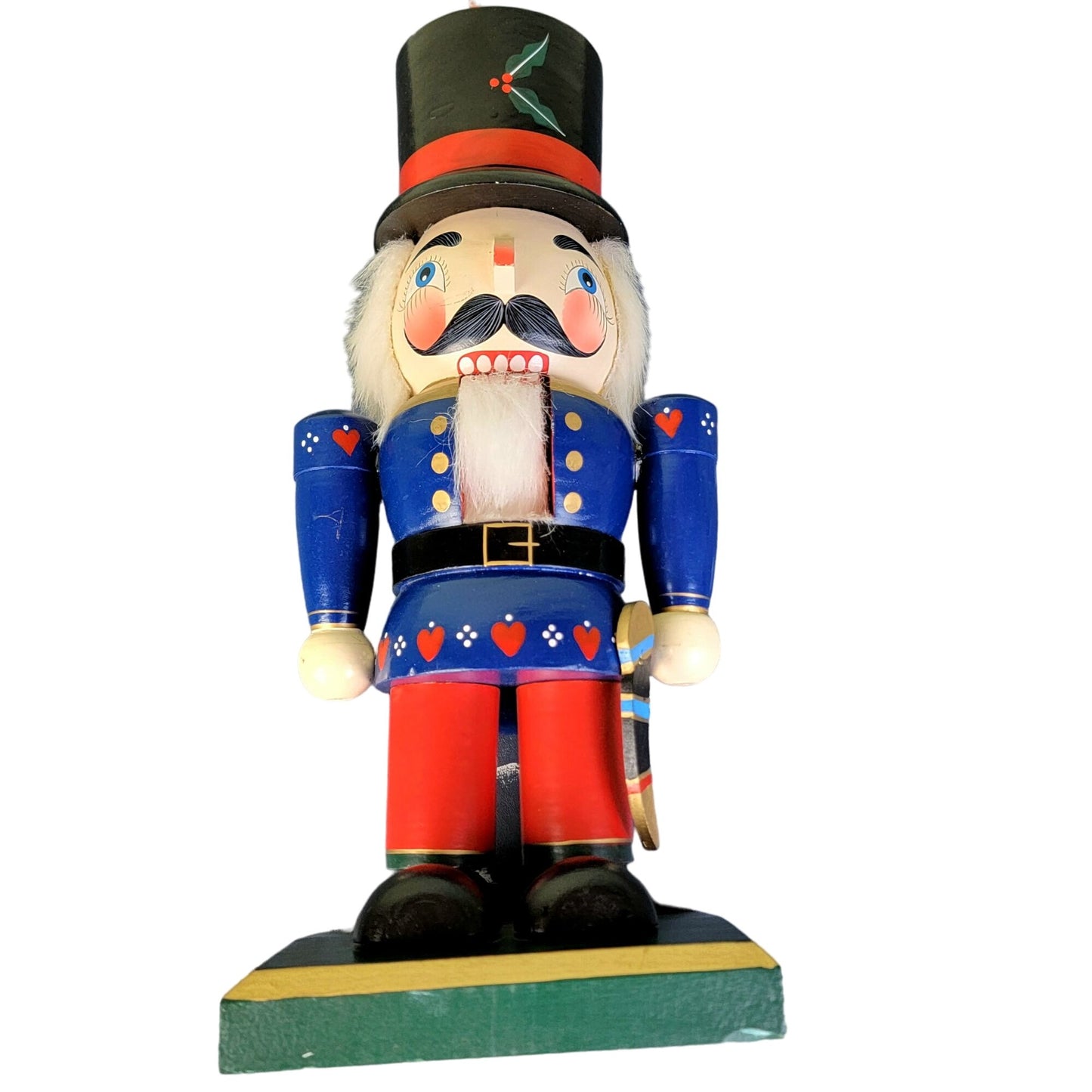 Vintage 90s 14 Inch Patriotic Nutcracker Wood Christmas Red Blue