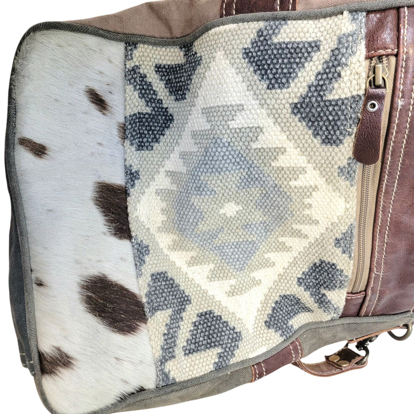 Myra Bag Cowhide Leather Western Purse Crossbody Handbag Women Brown Gray Cowboy