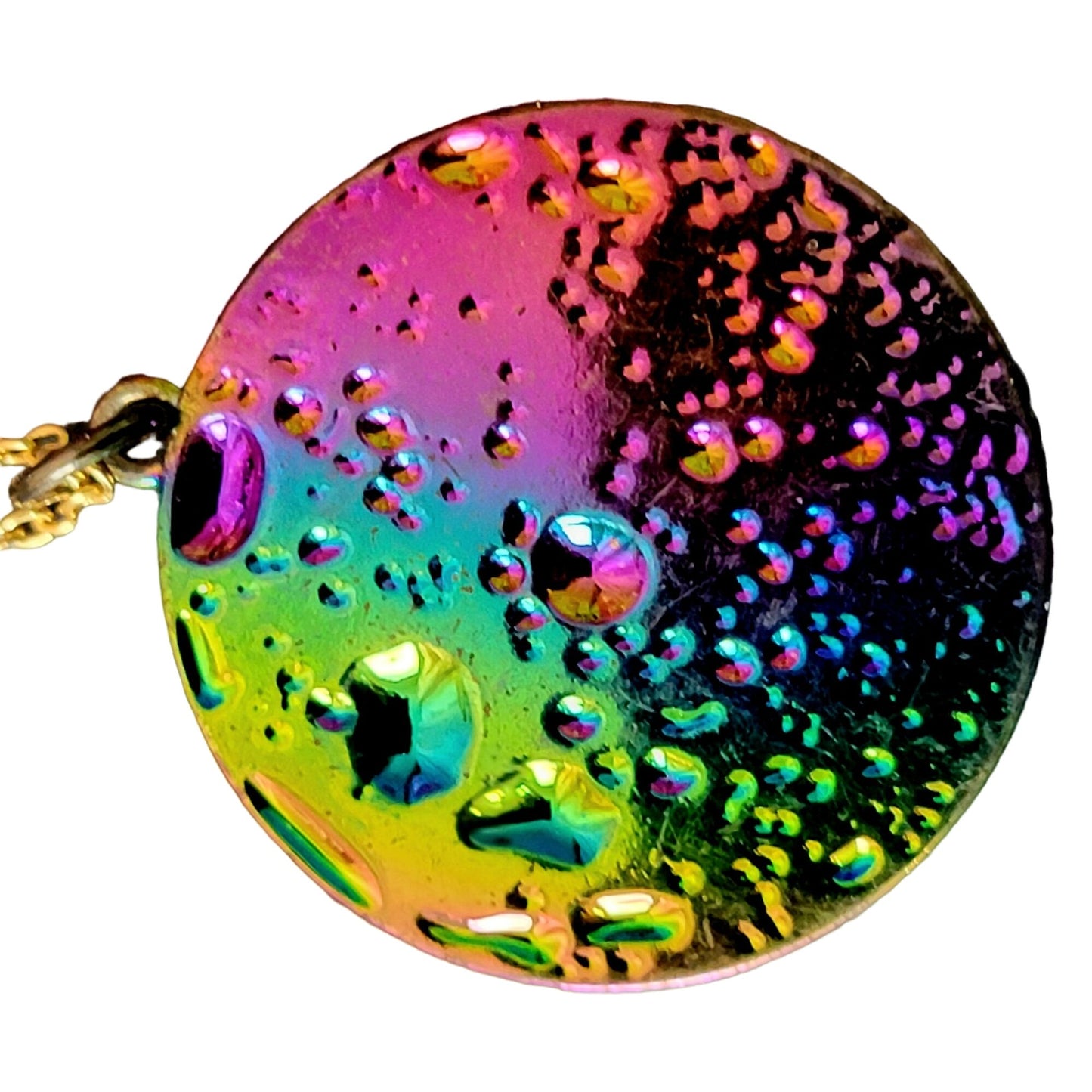 Rainbow Moon Circle Necklace Gold Tone Adjustable Chain Women Jewelry