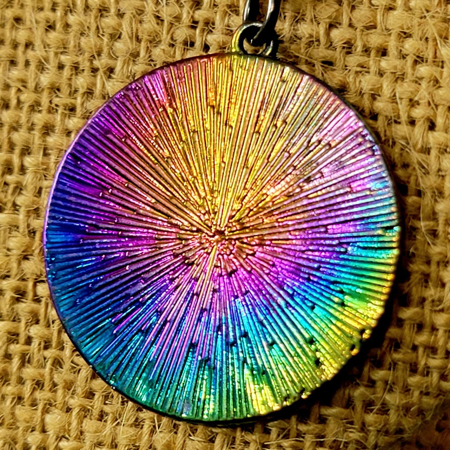 Rainbow Moon Circle Necklace Gold Tone Adjustable Chain Women Jewelry