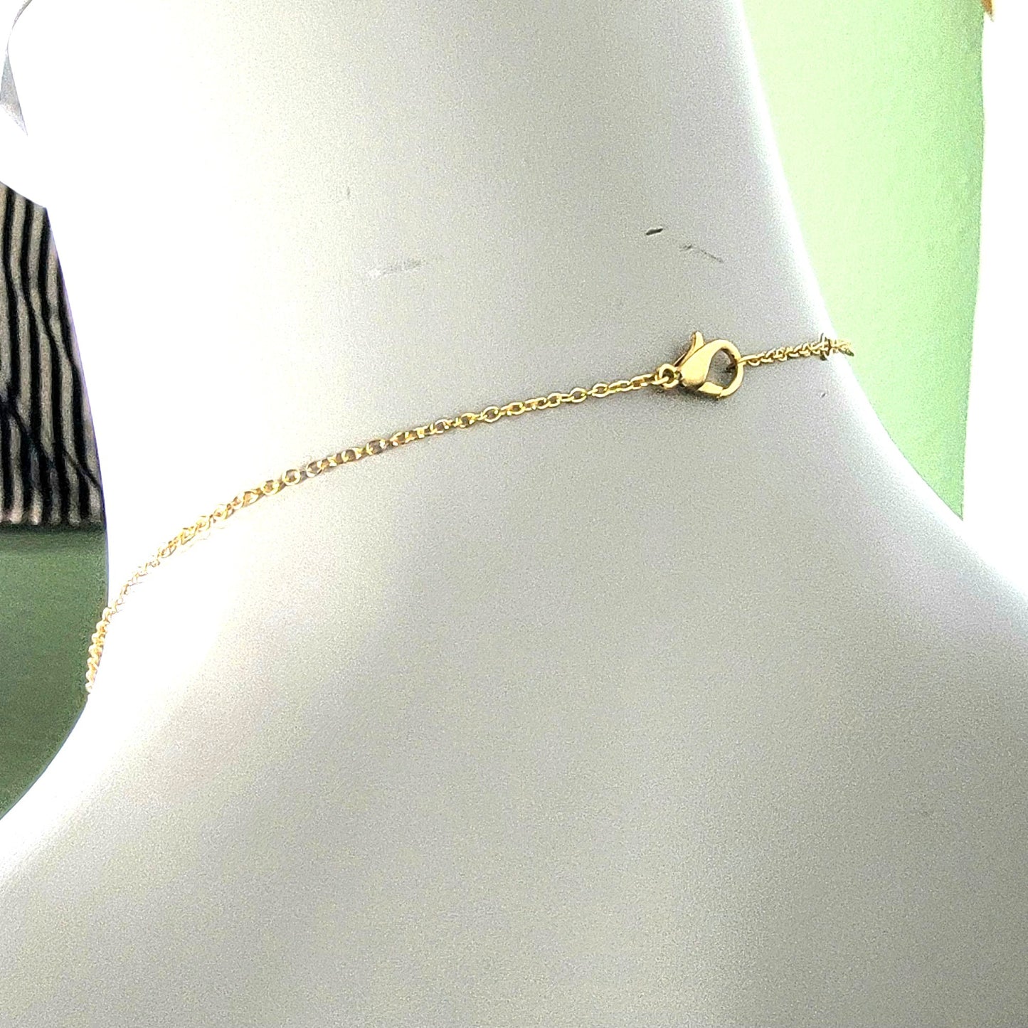 Rainbow Moon Circle Necklace Gold Tone Adjustable Chain Women Jewelry