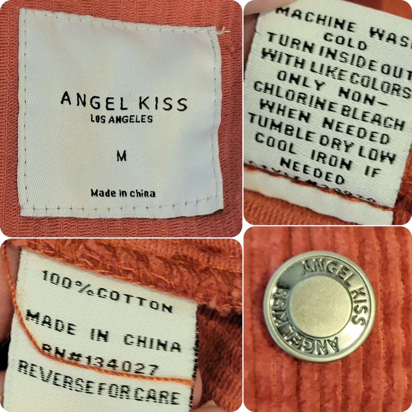 Angel Kiss Corduroy Jacket Women Medium Pink