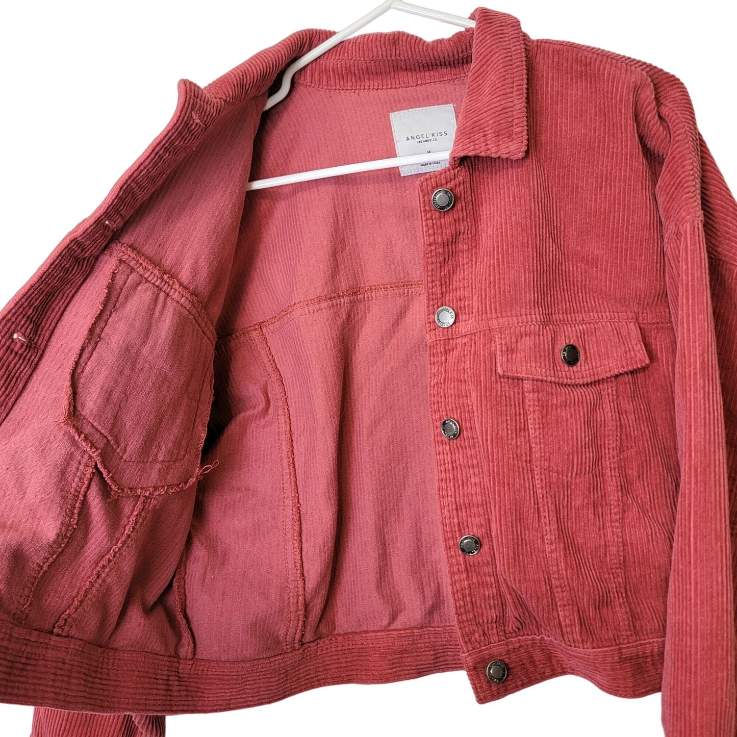 Angel Kiss Corduroy Jacket Women Medium Pink